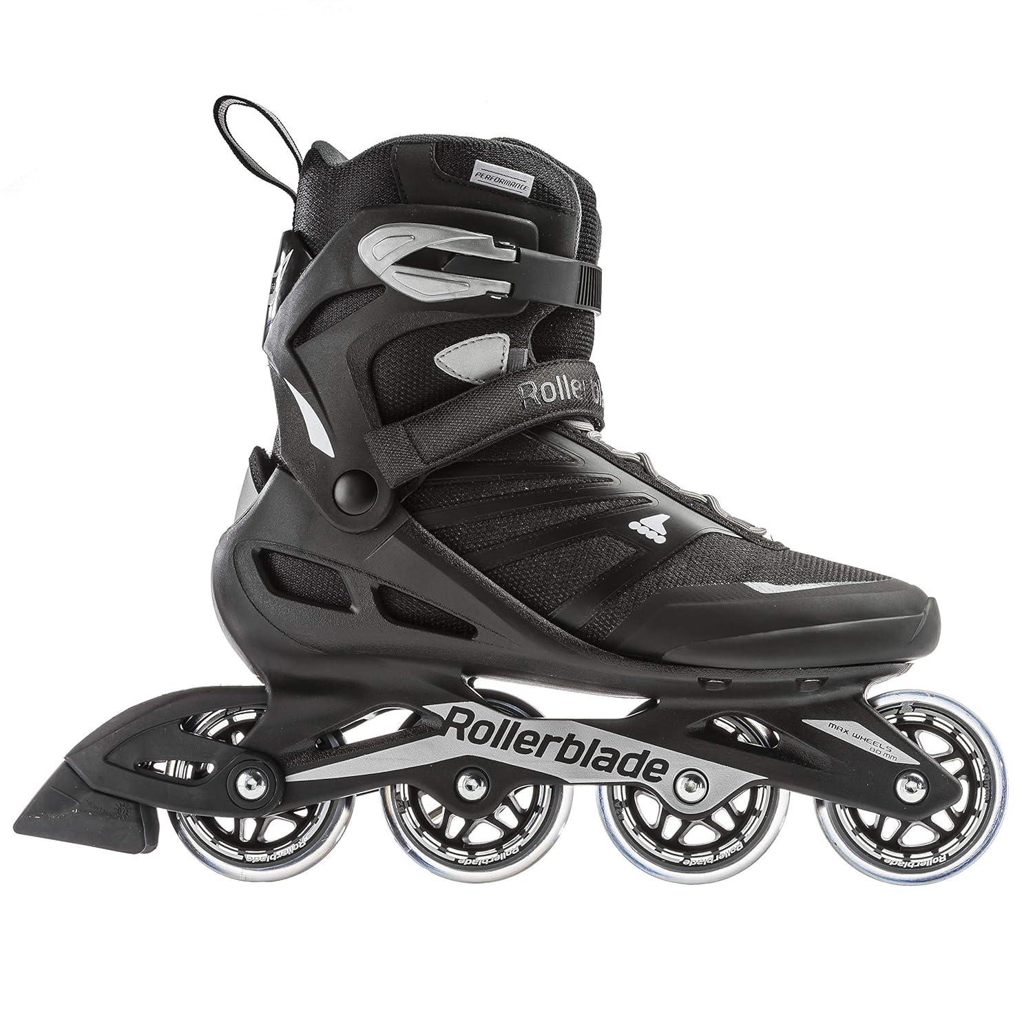 Rollerblade USA Zetrablade Mens Adult Size 12 Fitness Inline Skate, Black/Silver