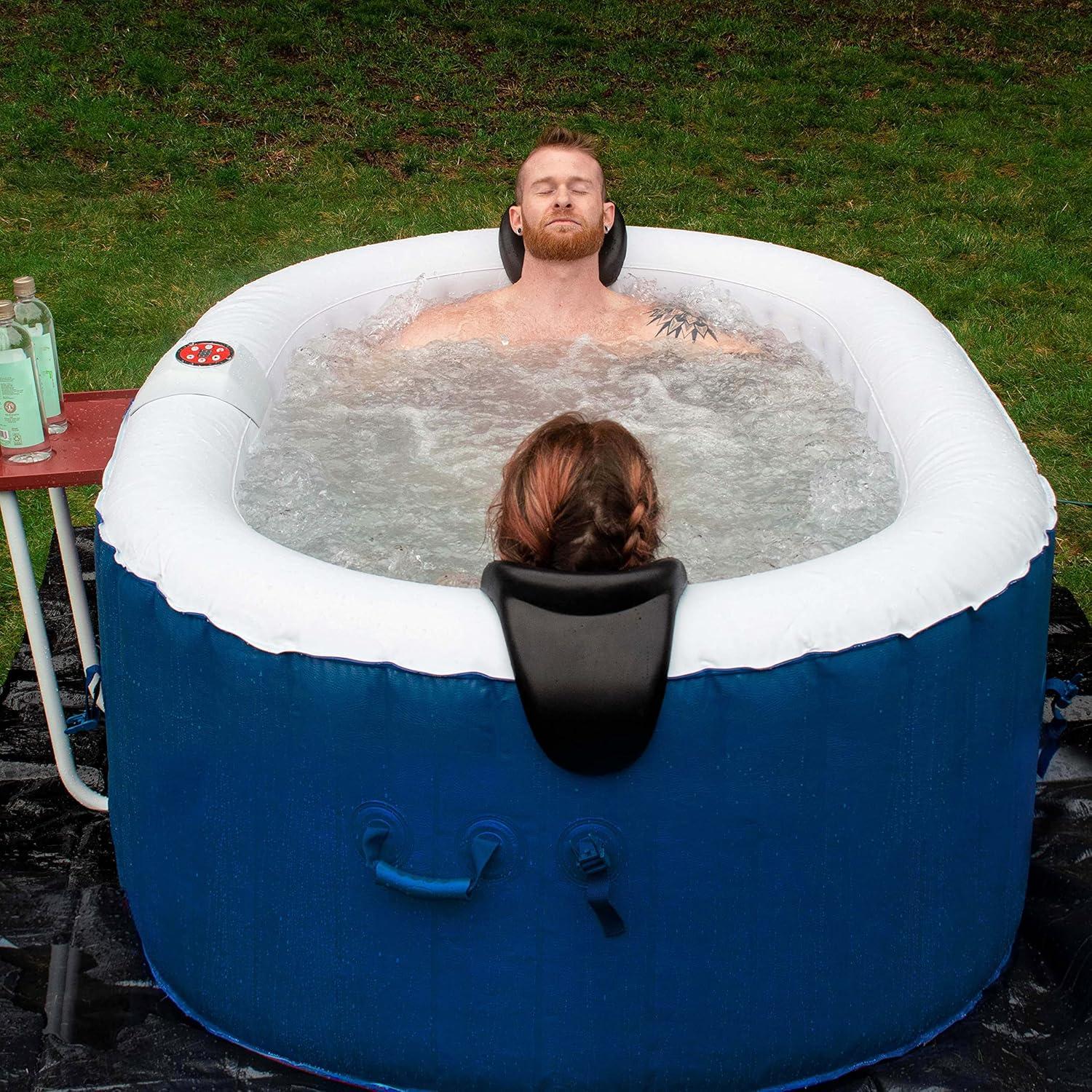 Aleko Blue Oval 2-Person Inflatable Hot Tub with Drink Tray