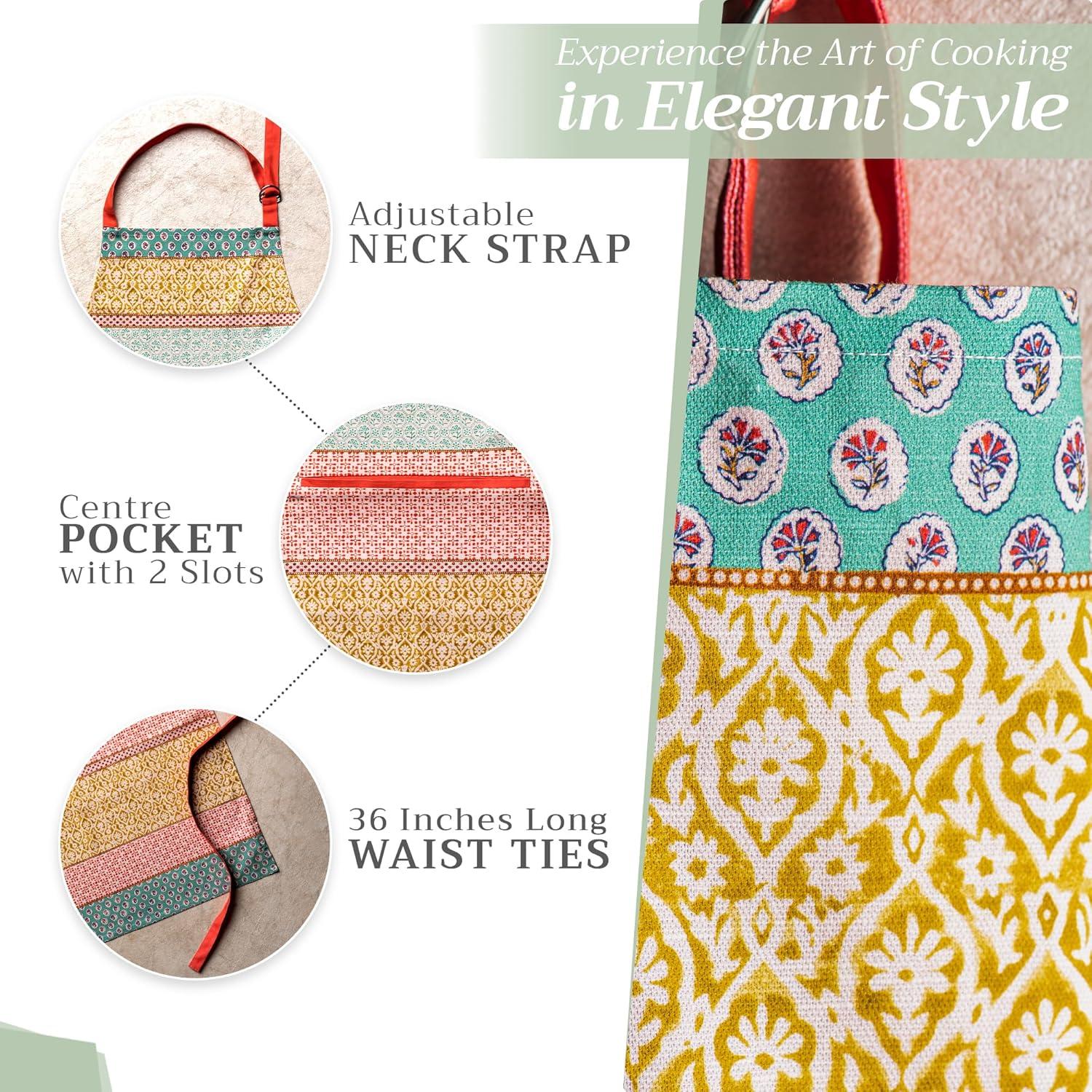 Maison d' Hermine 100% Cotton Apron for women with Pocket Kitchen Chef Apron for Men Cooking Gardening Server Waitress Maid