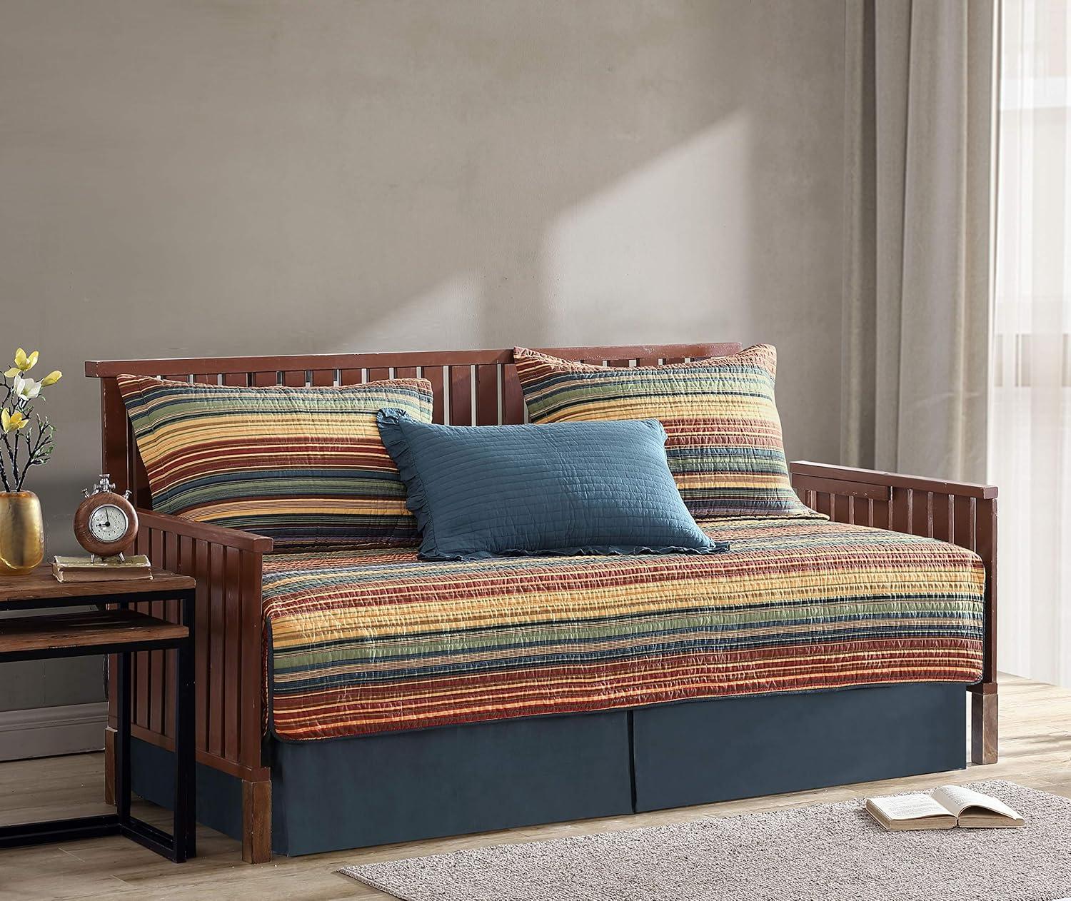 Avery Multi-Color Striped Cotton Daybed Quilt Set