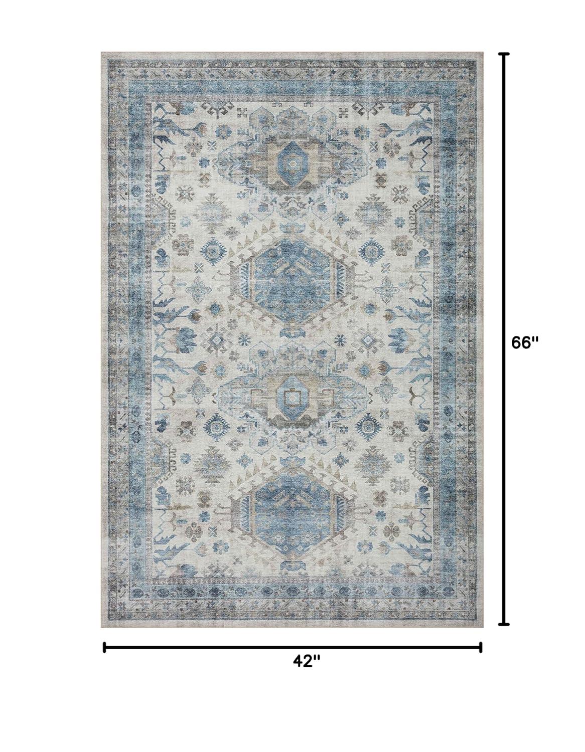 Loloi II Heidi Collection HEI-04 Ivory / Ocean, Southwestern Area Rug 3'-6" x 5'-6"