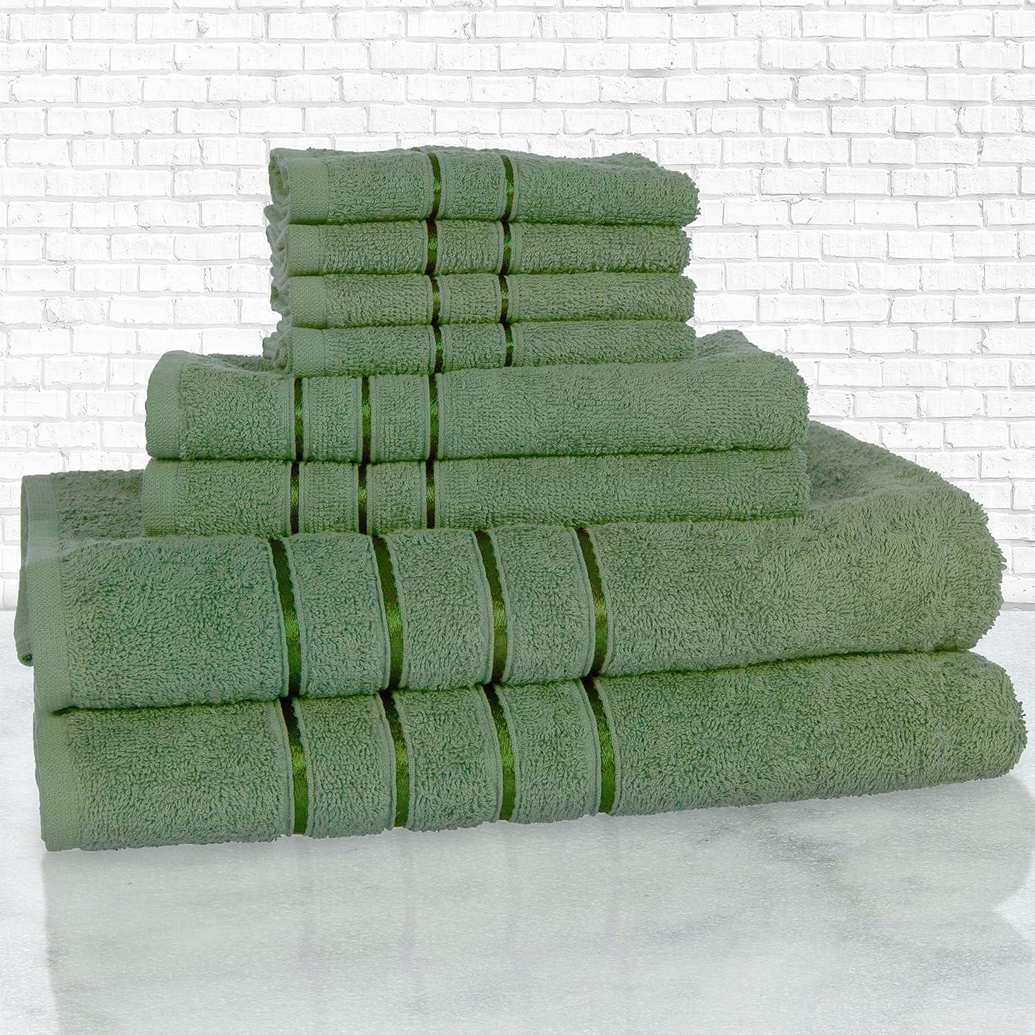 Green Egyptian Cotton 8-Piece Plush Bath Towel Set