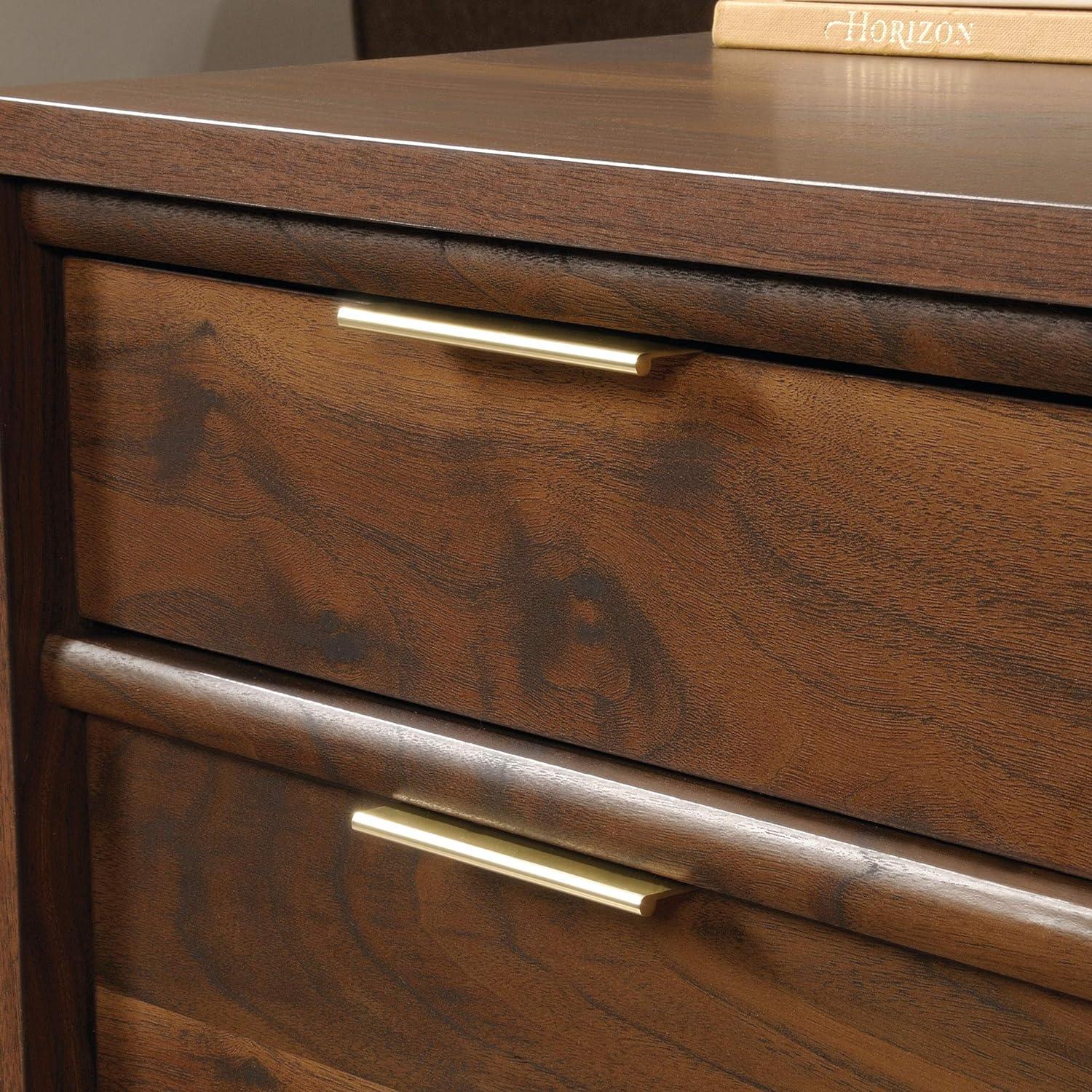 Grand Walnut Executive Desk with Keyboard Tray and Filing Cabinet