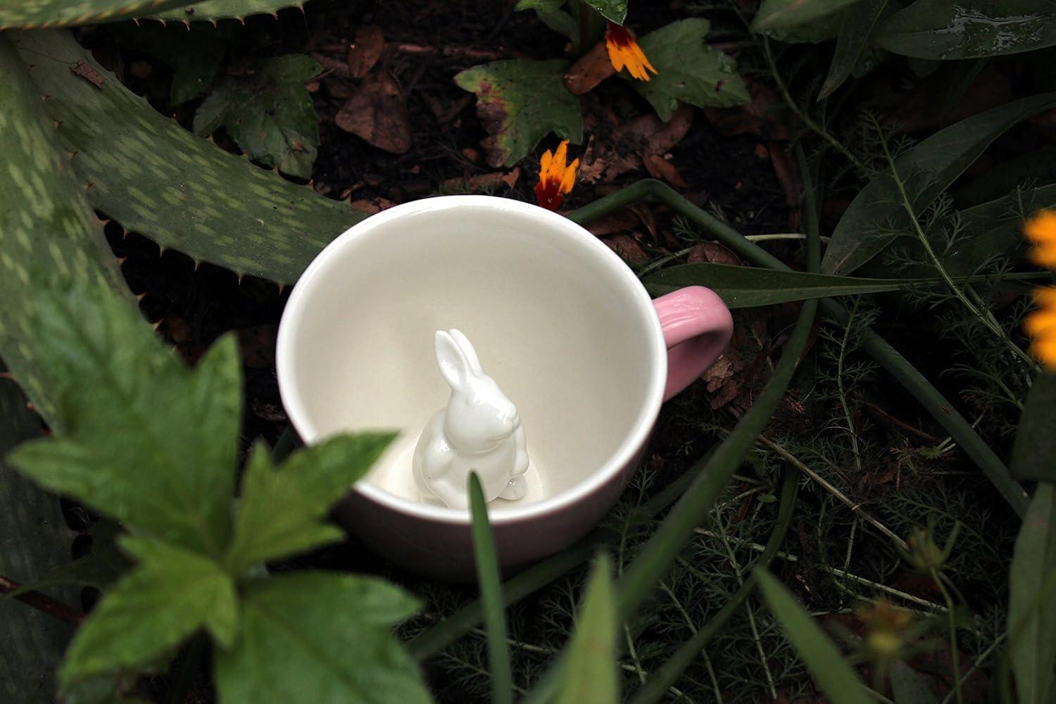 Blush Pink Ceramic Rabbit Creature Cup, 11 Ounce