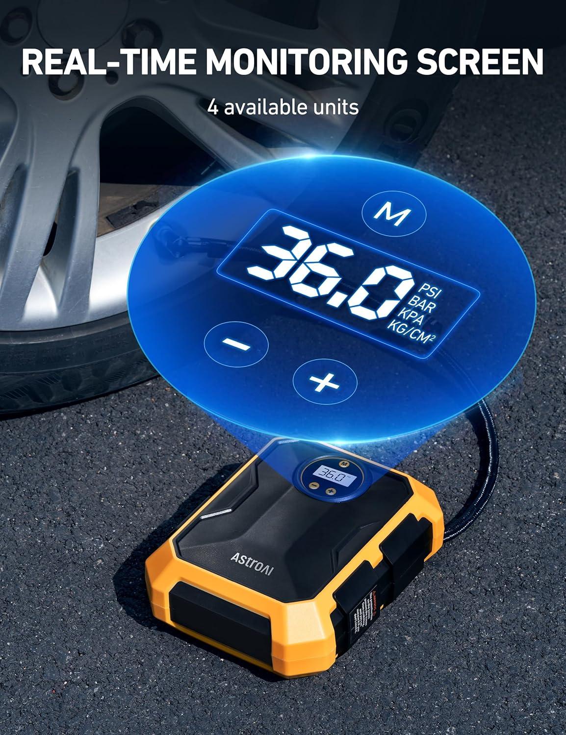 Tire Inflator 100 PSI, Car Tire Air Pump, Portable Air Compressor for Tires, Yellow, for Gift