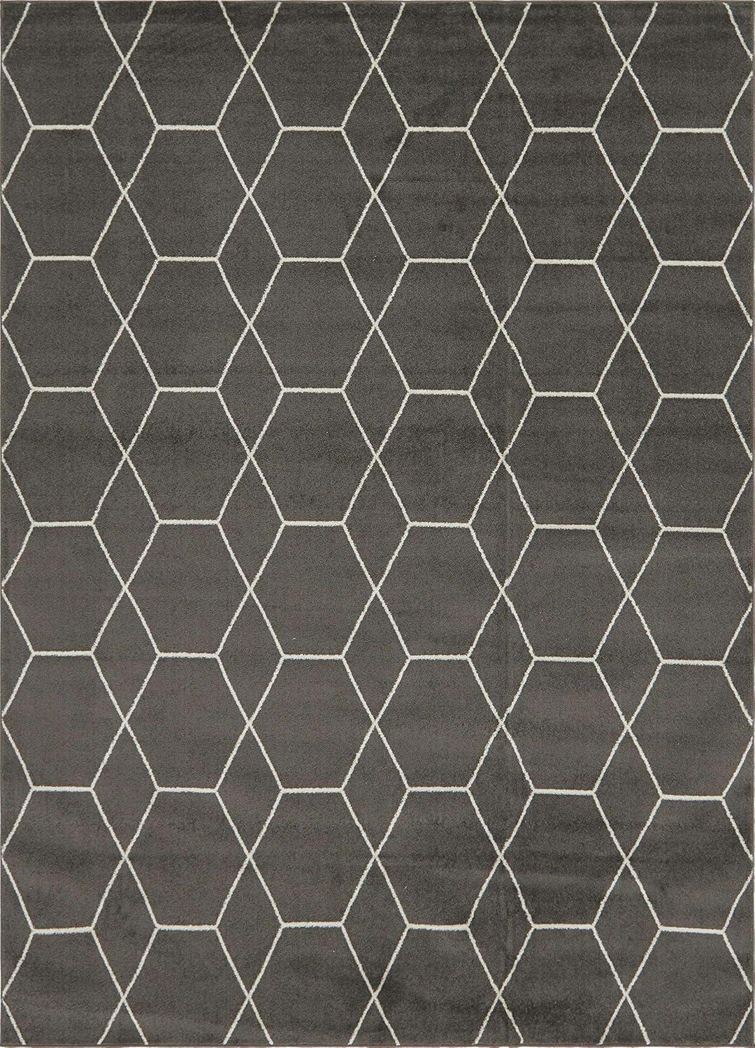 Unique Loom 9' 0 x 12' 0 Trellis Frieze Geometric Dark Gray Area Rug