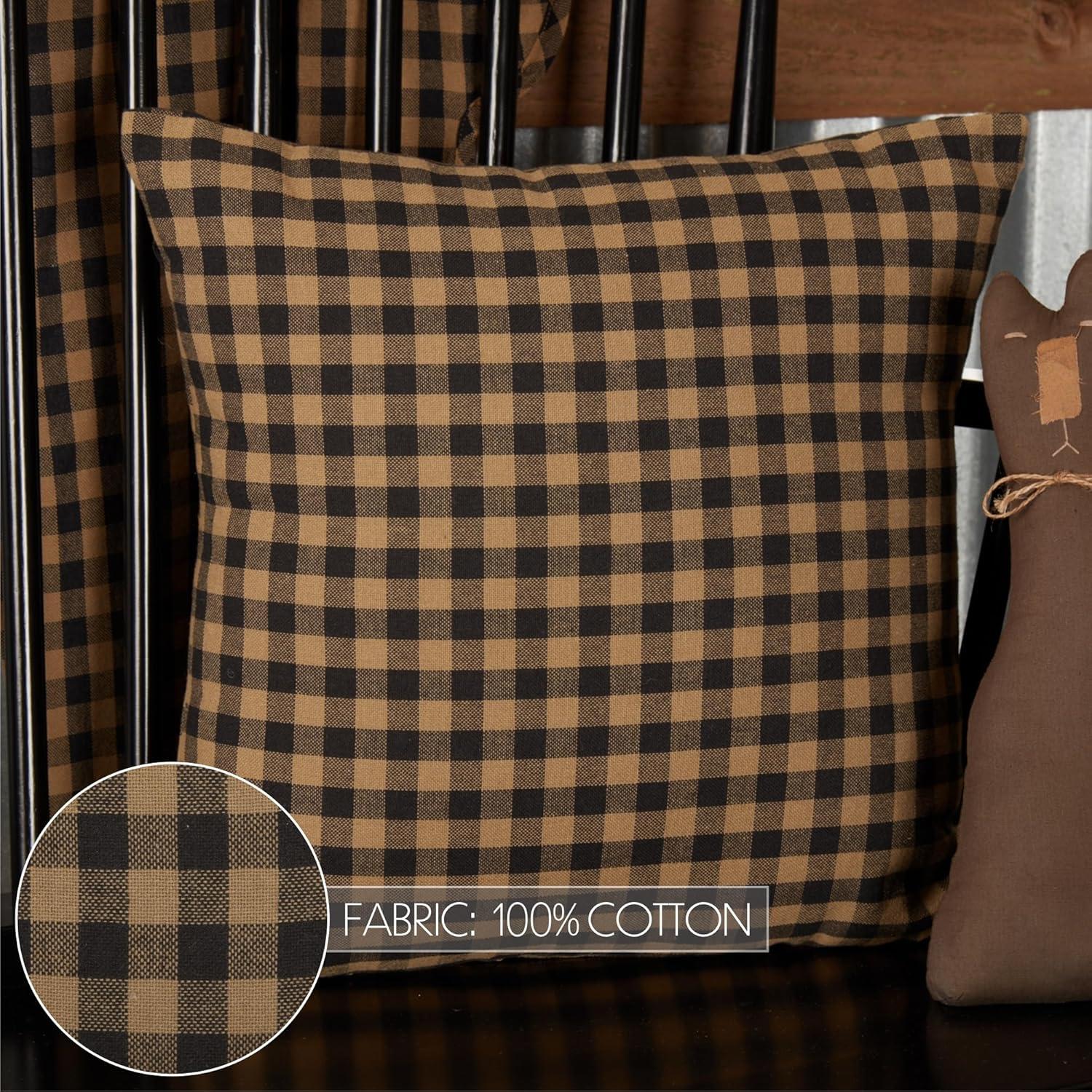 Black Check Pillow Fabric 16x16