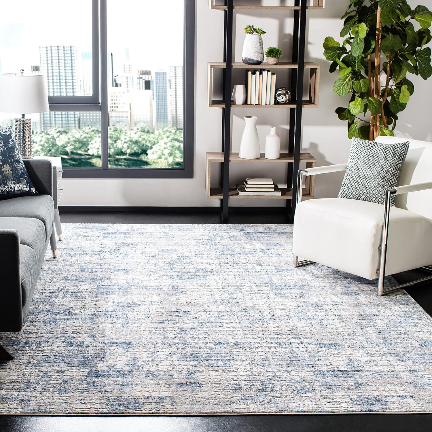 Amelia Blue/Grey 10' x 14' Abstract Distressed Area Rug