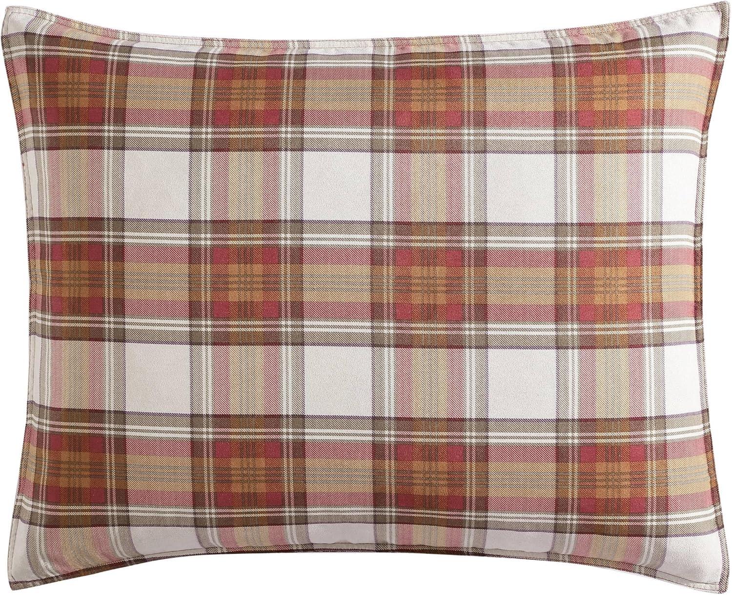 Queen Red Plaid Cotton Bedspread Cover Set with Shams