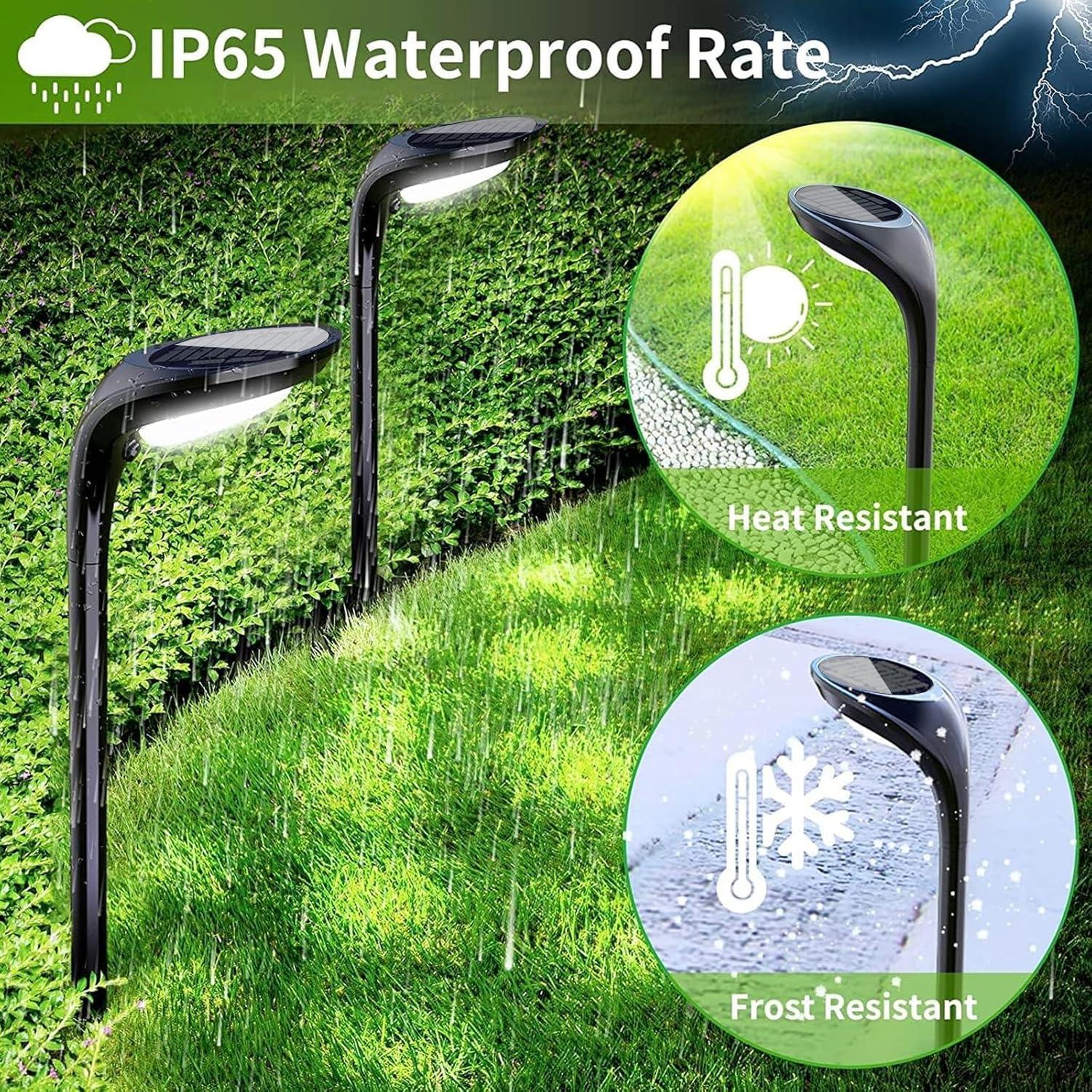 JSOT 4 Pack Solar Pathway Lights, Solar Garden Lights for Walkway, Driveway, Yard, White Light & Warm Light