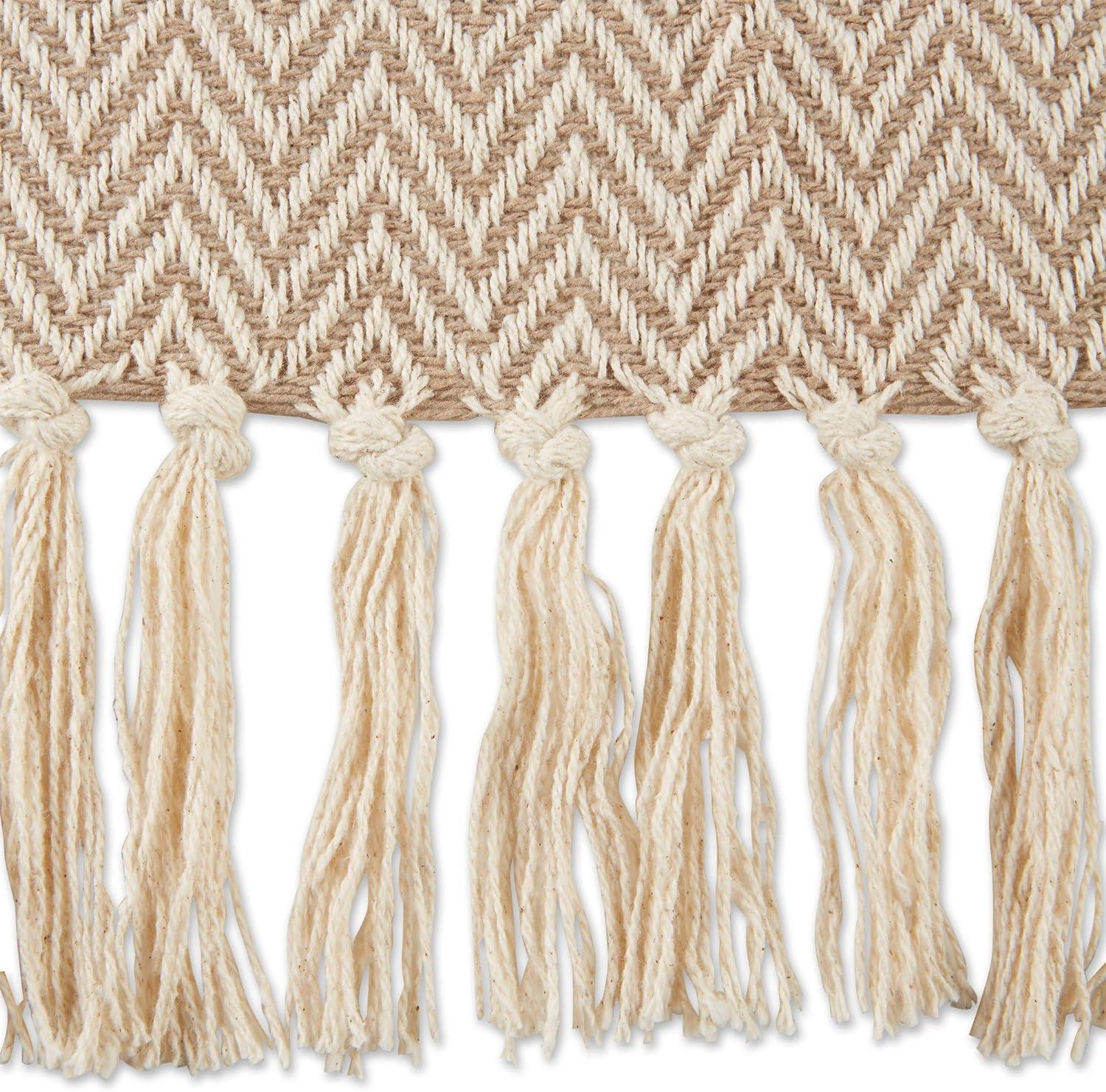 50"x60" Handloom Chevron Throw Blanket Stone Brown - Design Imports: Cotton, Hypoallergenic, Machine Washable