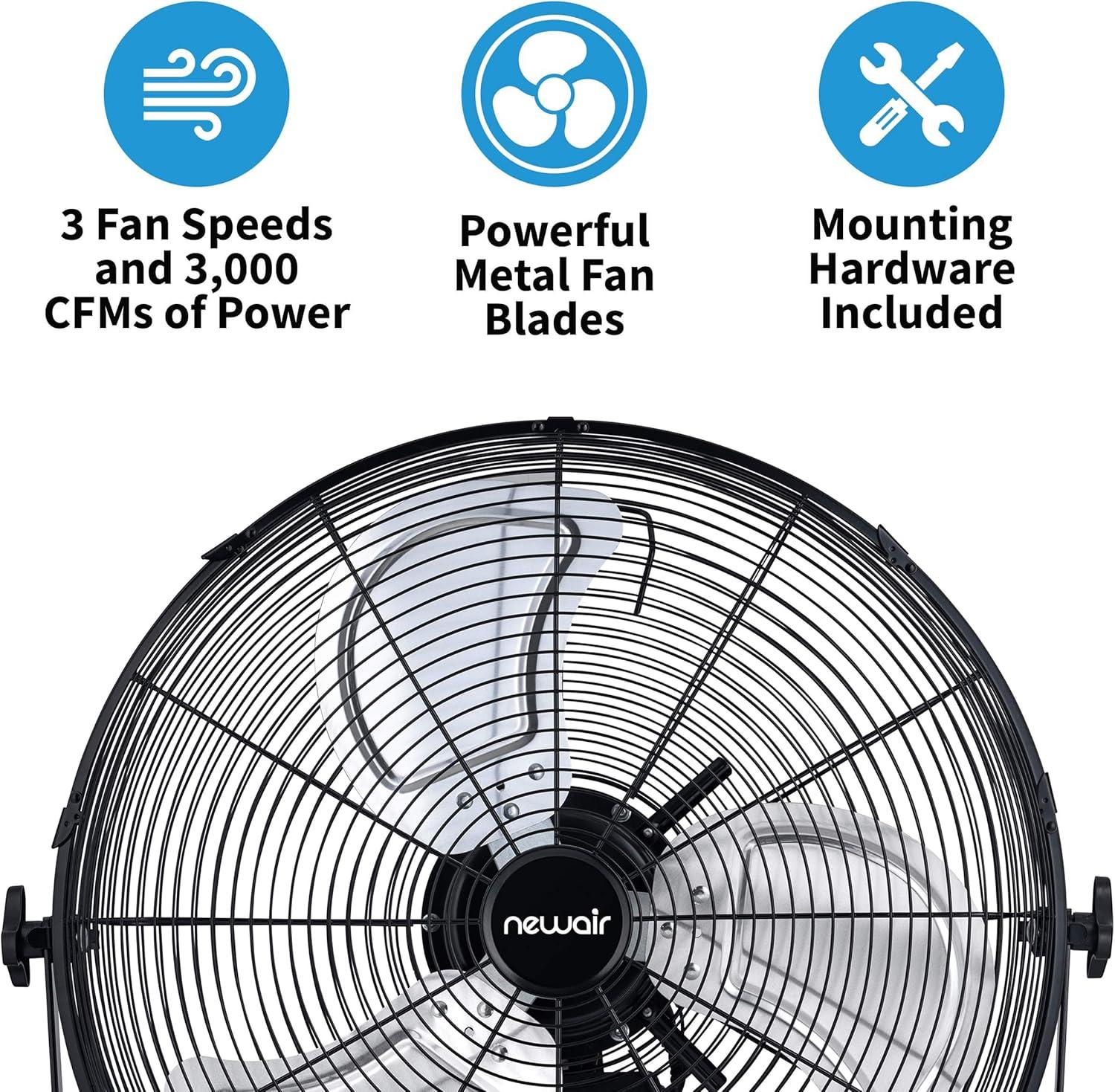 Newair Outdoor High Velocity Wall Mounted Fan with 3 Fan Speeds