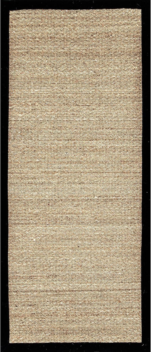 Handmade Black Cotton Bordered Seagrass Runner Rug