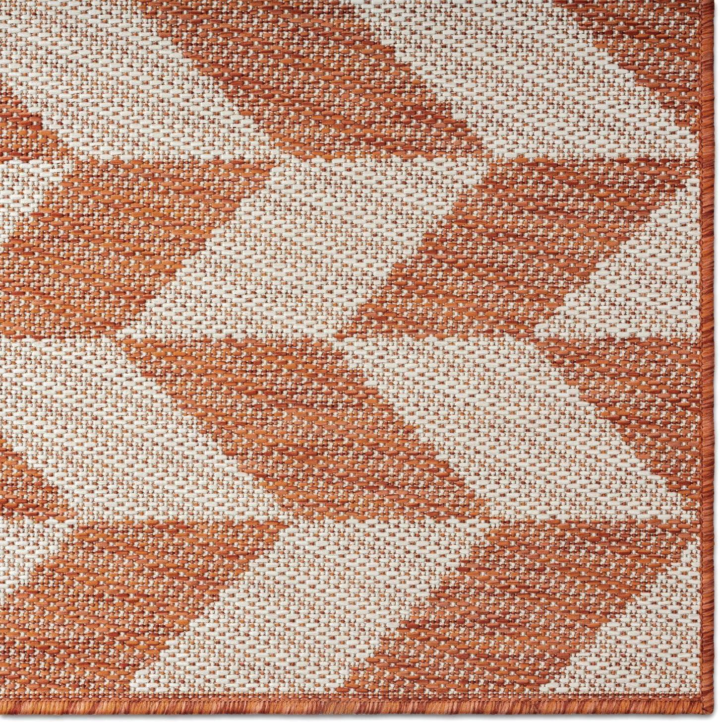 NICOLE MILLER NEW YORK Patio Country Calla Herringbone Indoor/Outdoor Area Rug, Orange/Ivory