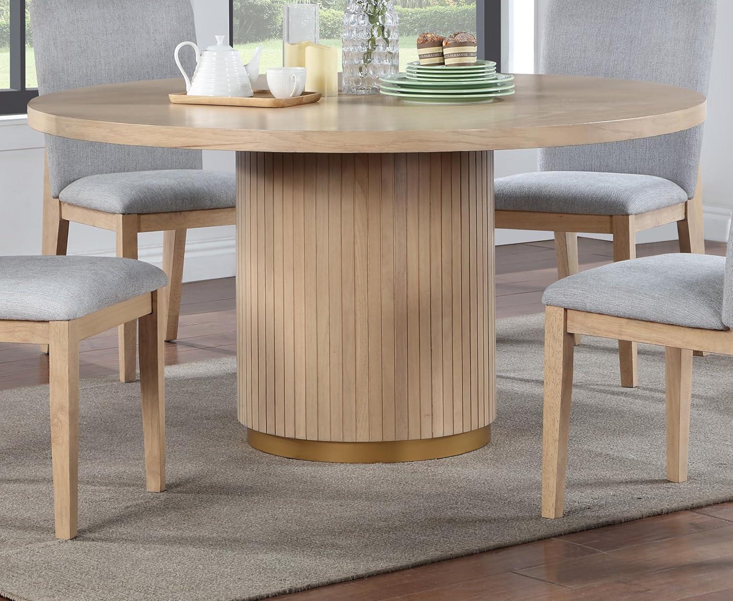 Lilola Home 59" Rectangle Pedestal Dining Table, Oak