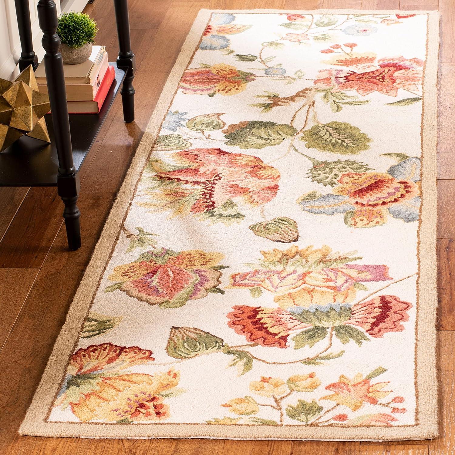 Sage Floral Handmade Wool 30" Runner Rug