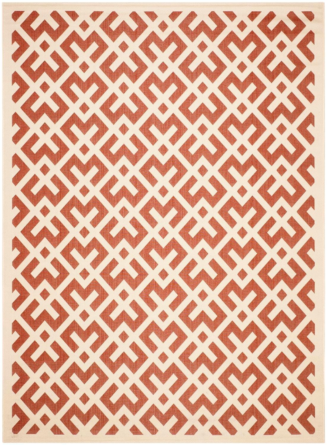 Courtyard CY6915 Power Loomed Indoor and Outdoor Area Rug - Red/Bone - 9'x12' - Safavieh