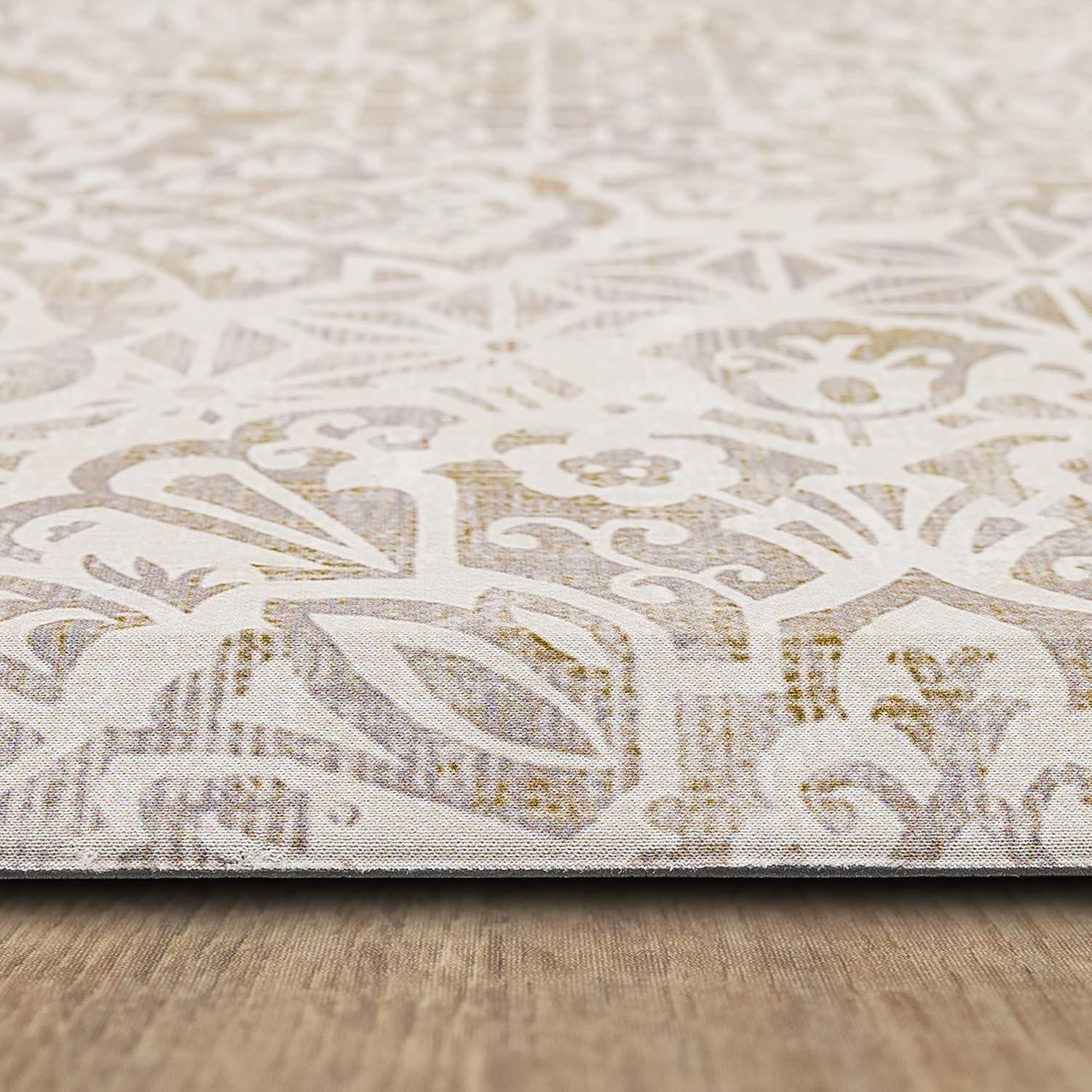 Mohawk Home Dri-Pro Cushion Kitchen Mat, Damask Nouveau, Tan, 1' 6" X 2' 6"