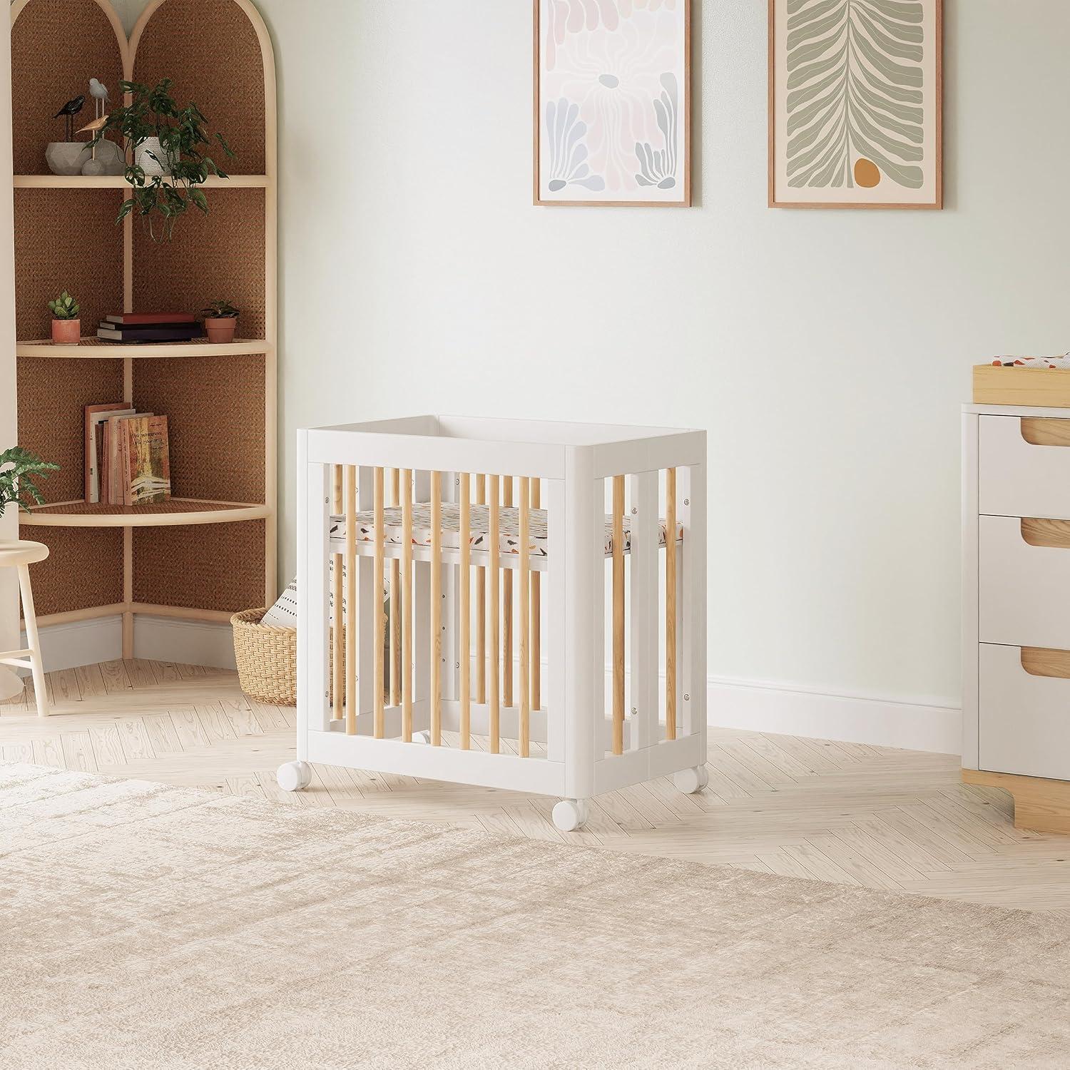 Yuzu White and Natural 8-in-1 Convertible Crib with All-Stages Conversion Kits