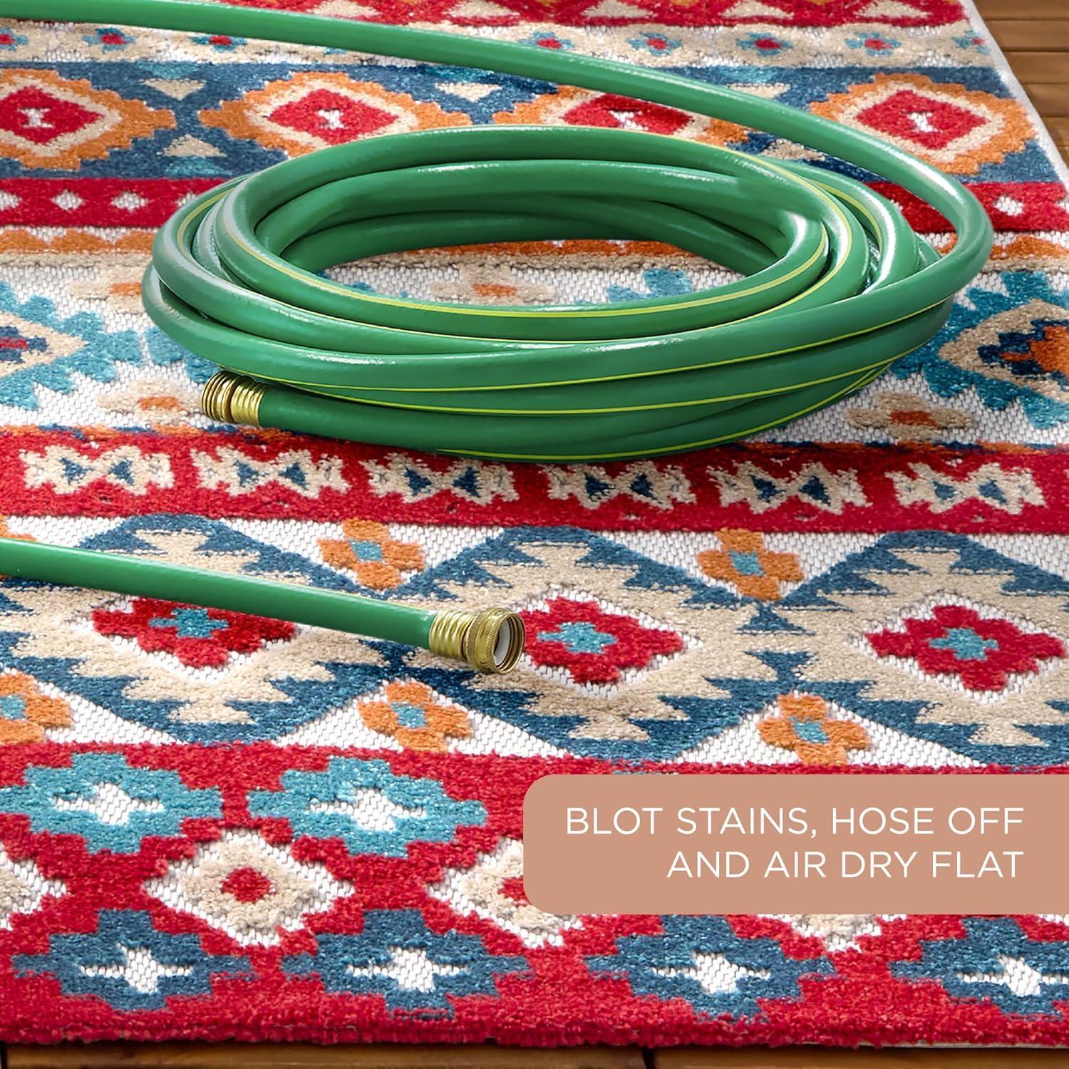 TOWN & COUNTRY EVERYDAY Dahlia Southwestern Stripe Outdoor Rug Red/Multi