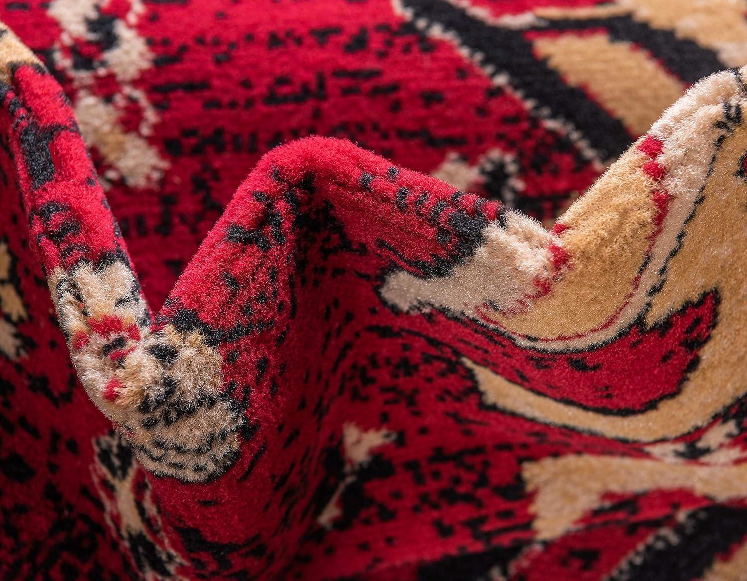 Unique Loom Taftan Collection Area Rug - Oasis (6' 1" x 9' Rectangle Red/Black)