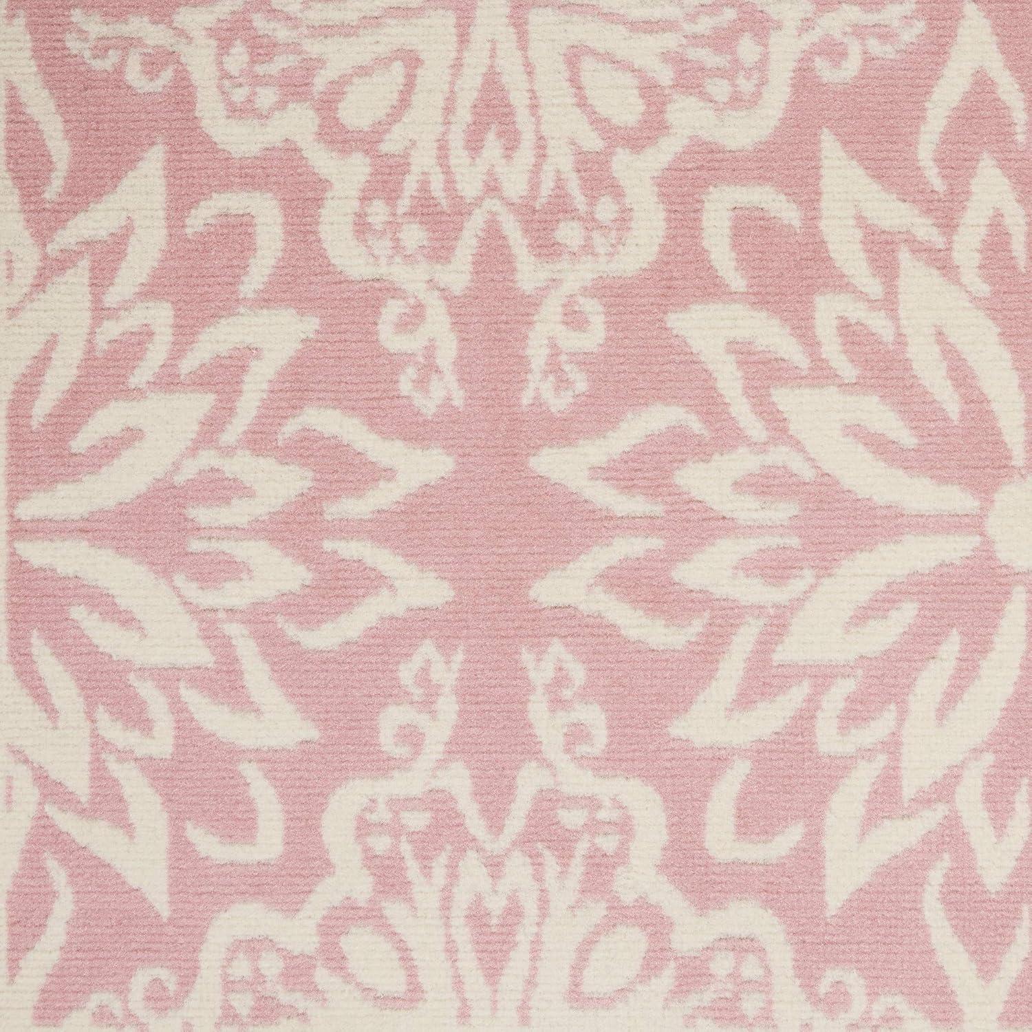 Nourison Jubilant Geometric Floral Ivory/Pink 5'3" x 7'3" Area Rug, (5' x 7')