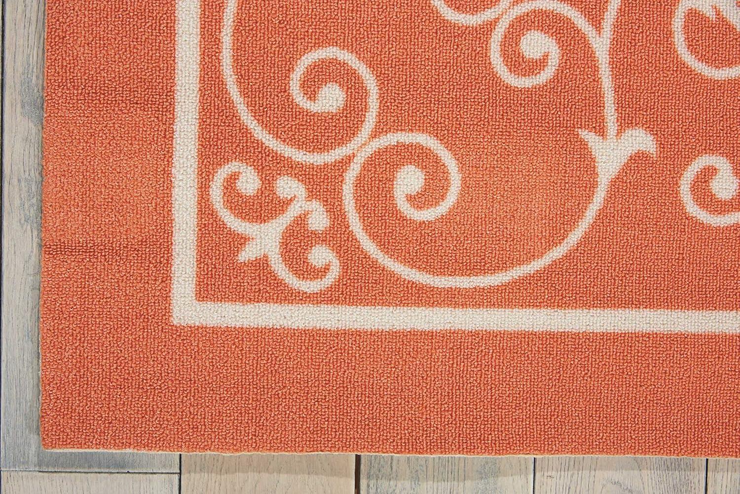 Floral Haven Orange & White Reversible Indoor/Outdoor Rug 5' x 7'