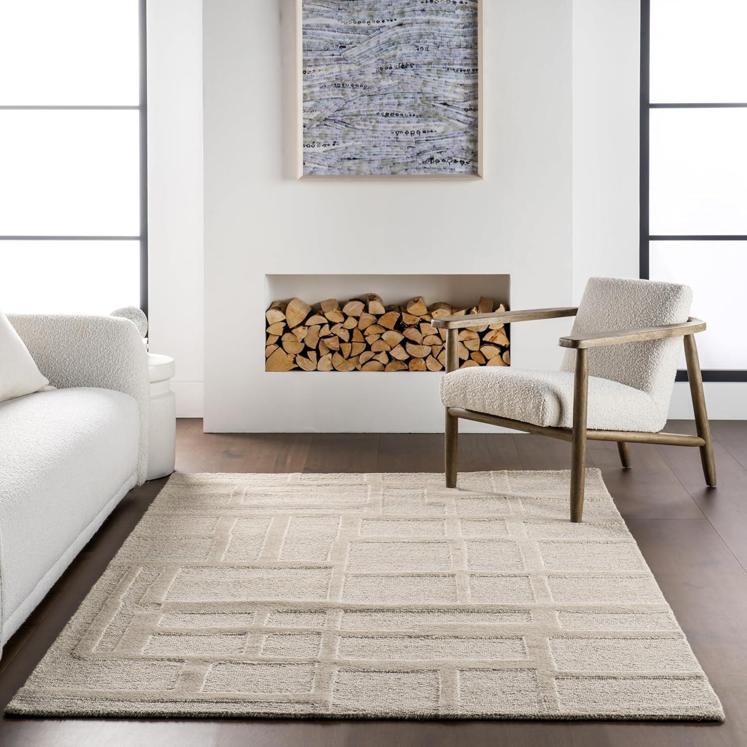 Nuloom Aerith Contemporary Geometric Indoor Area Rug, 5' x 8', Beige