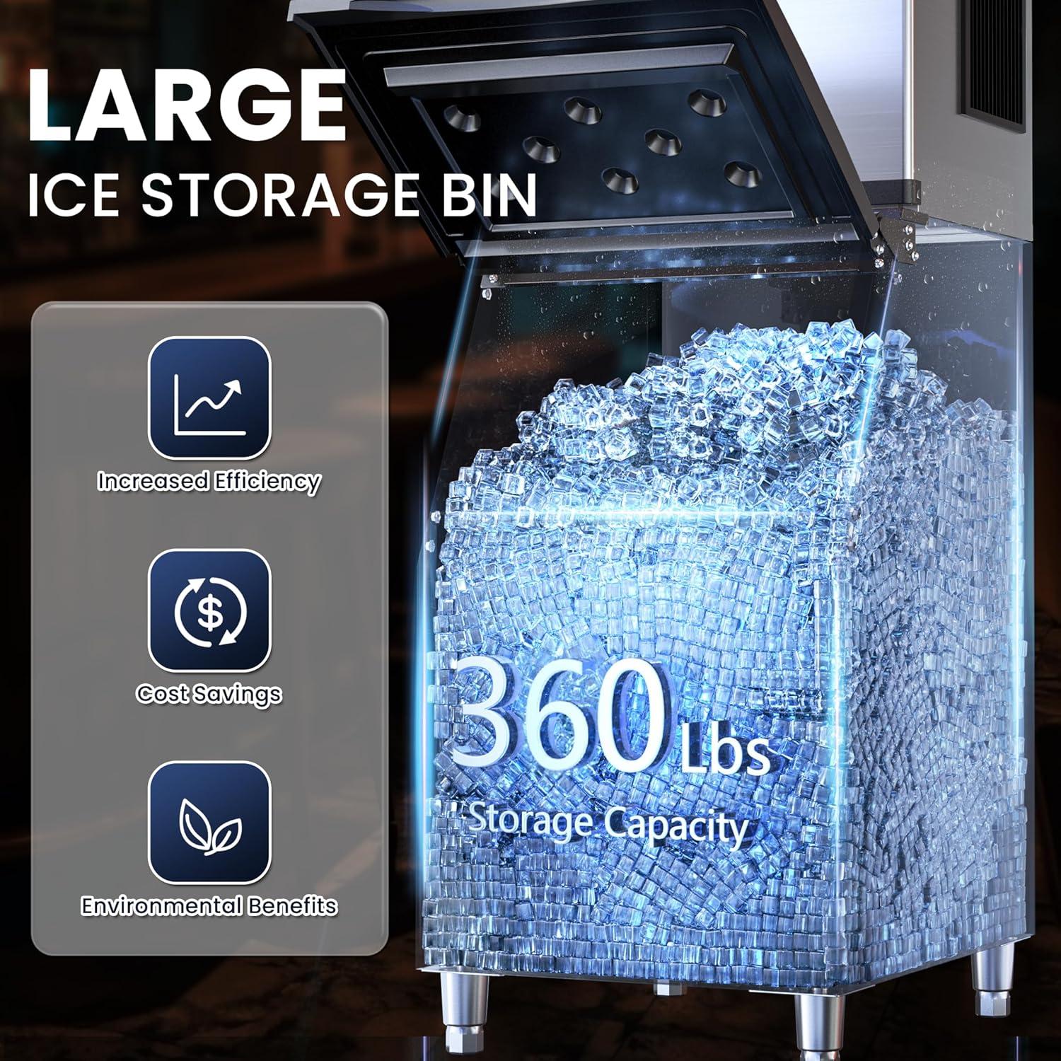 Coolake Commercial Ice Maker Machine 450lbs With 360lb Large Storage, 22 Inch Full Cube Air Cooled Stainless Steel Freestanding Ice Machine For Restaurant Church Hotel, Doe Etl Listed & Reviews | Wayfair