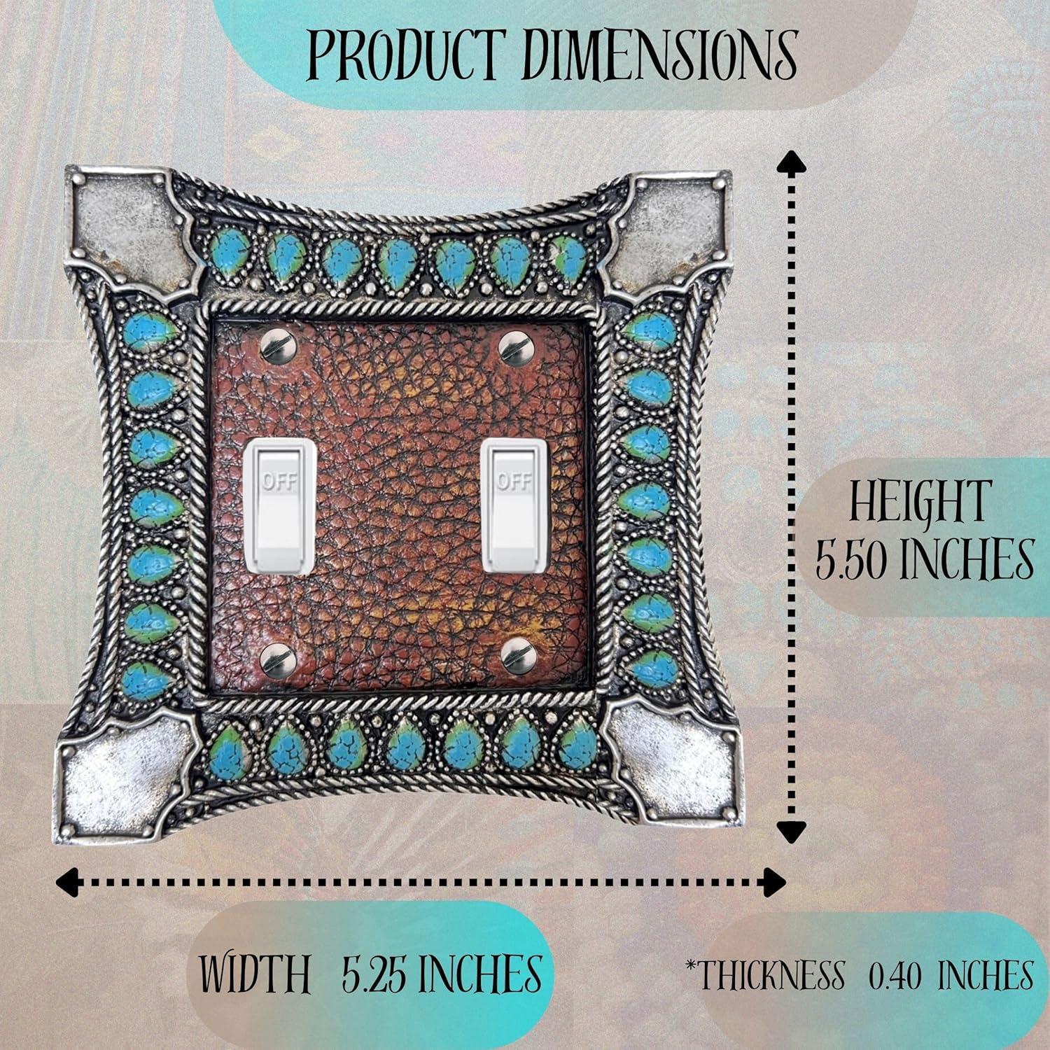 Paseo Road by HiEnd Accents Amelia Turquoise Double Wall Switch Plate, 5.5x4.75 inch