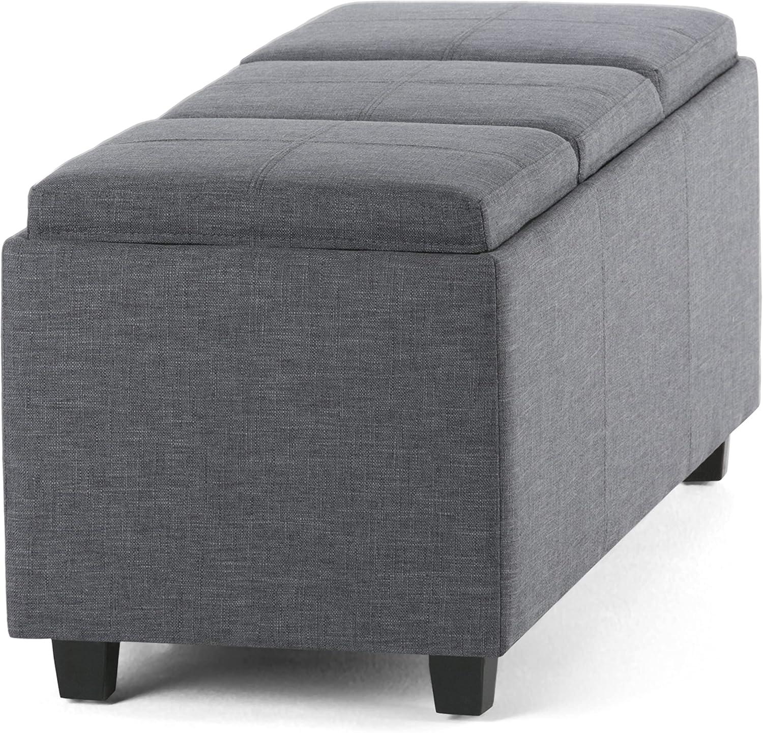 Simpli Home Avalon Storage Bench in Slate Gray