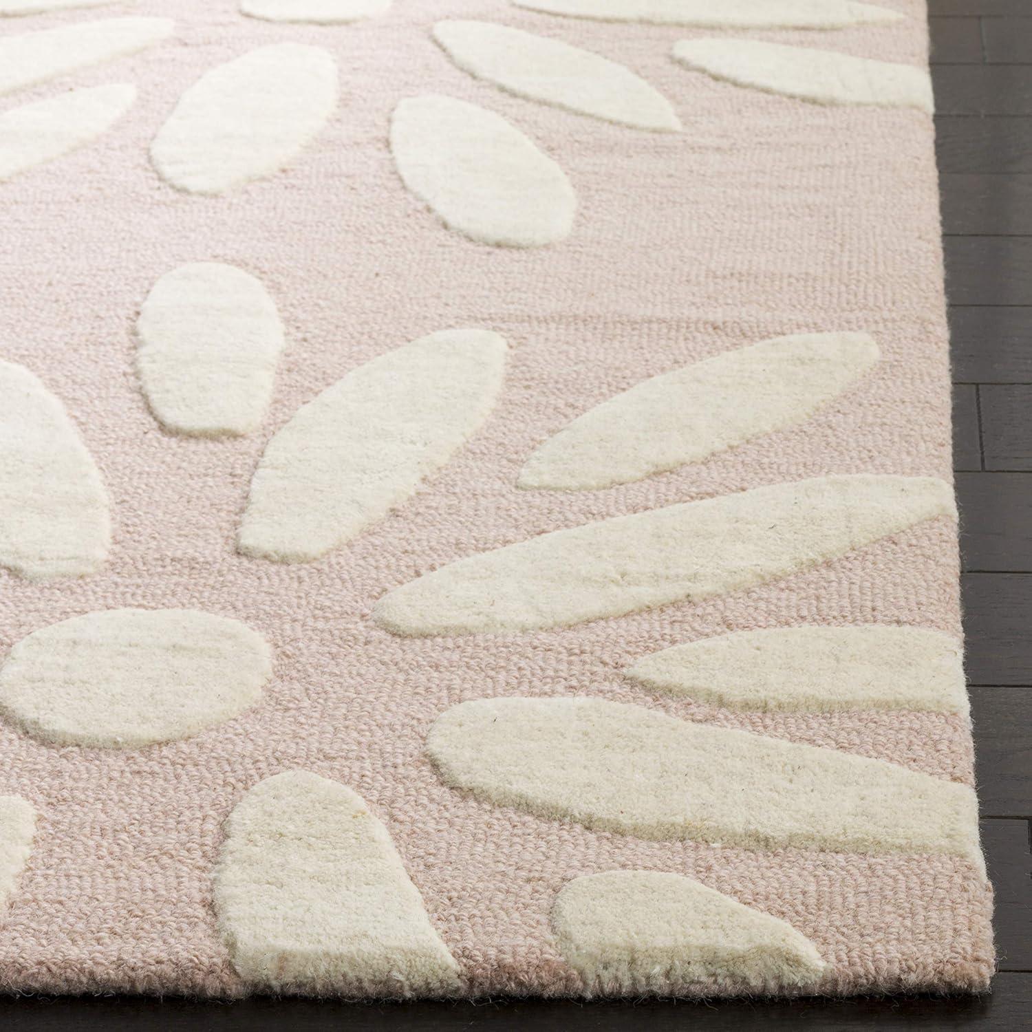 Safavieh Kids SFK914 Hand Tufted Area Rug - Pink/Ivory - 5'x5' - Safavieh.