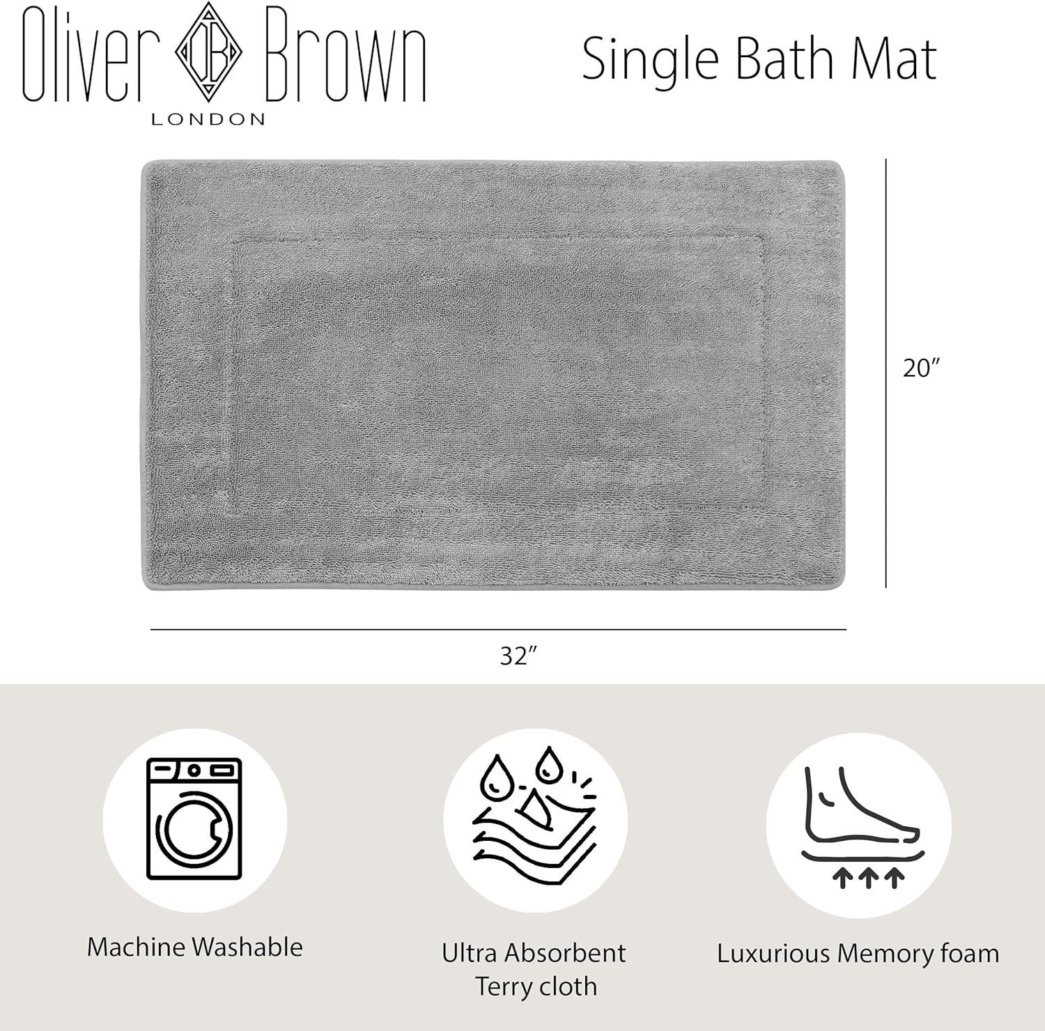 Terry Bath Mats, Set of 2 Memory Foam Bath Rugs, Non-Slip, 100% Polyester, Premium Bathroom Decor, Machine Washable, Measures 17 in. x 24 in. / 20 in. x 32 in., Light Gray