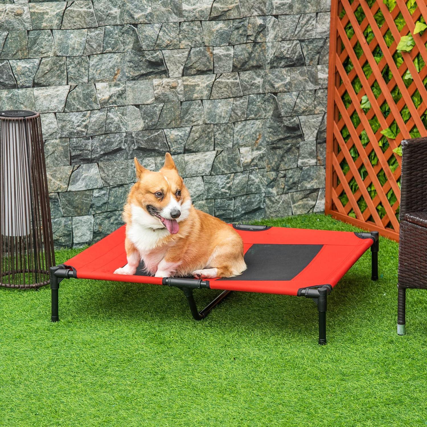 PawHut 36" x 30" Elevated Cooling Summer Dog Cot Pet Bed With Mesh Ventilation