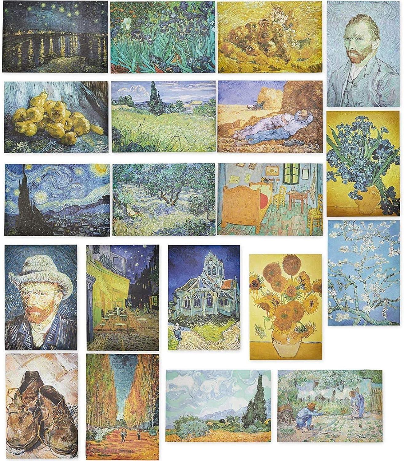 The Gifted Stationary 20 Pack Vincent Van Gogh Artist Posters for Office, Dorm, Apartment, 13x19 in