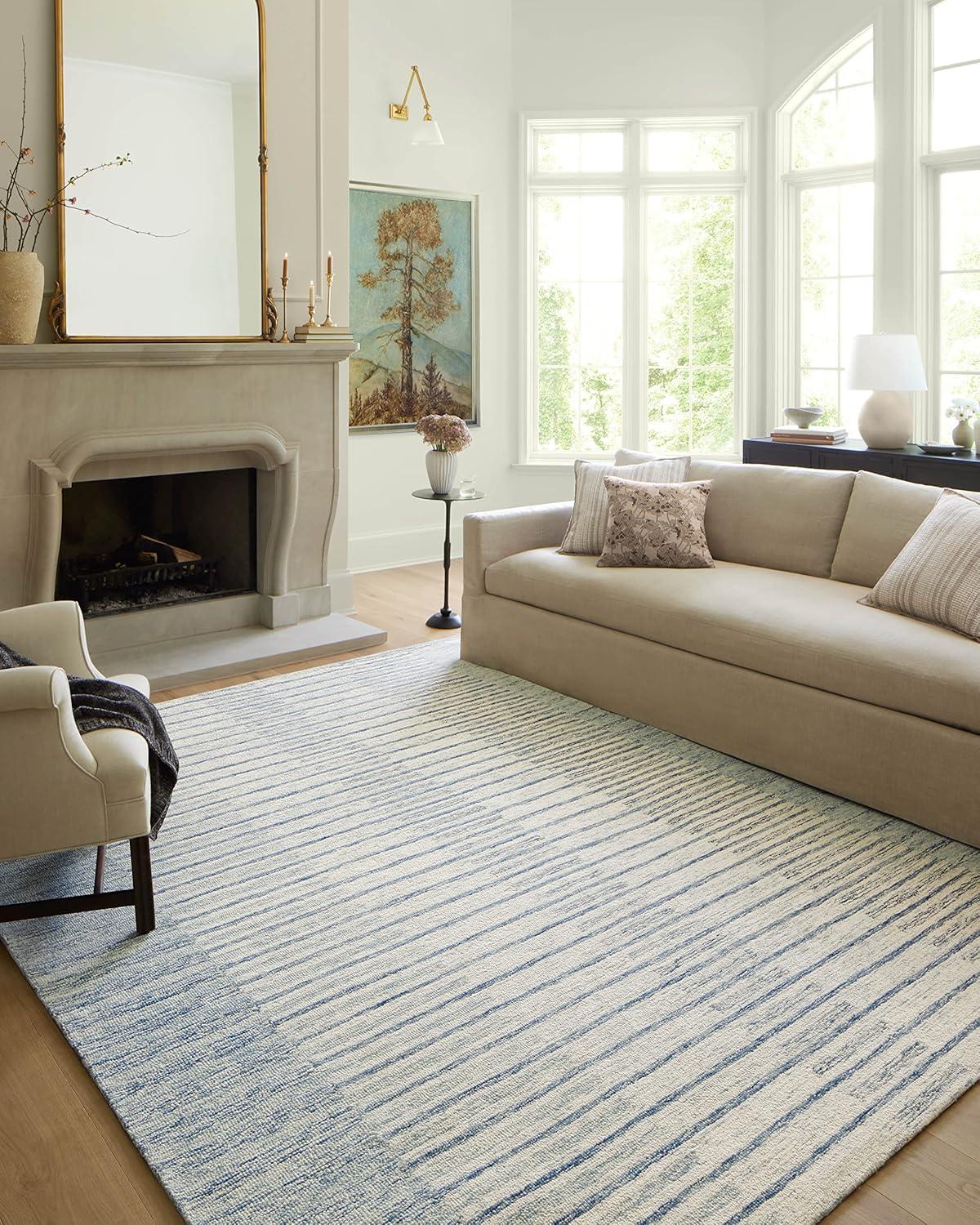 Chris Loves Julia x Loloi Chris Loves Julia x Loloi Chris Collection CHR-01 Ivory / Denim, Transitional  Area Rug