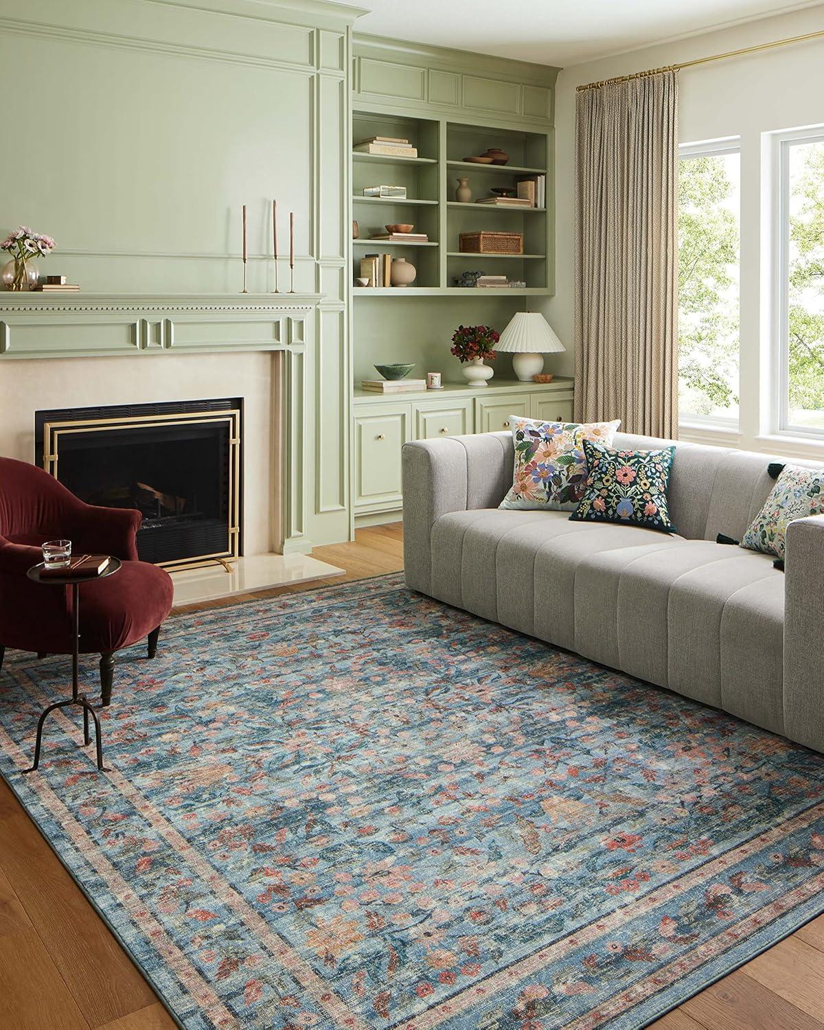 Rifle Paper Co. x Loloi Courtyard Blue Area Rug feat. CloudPile