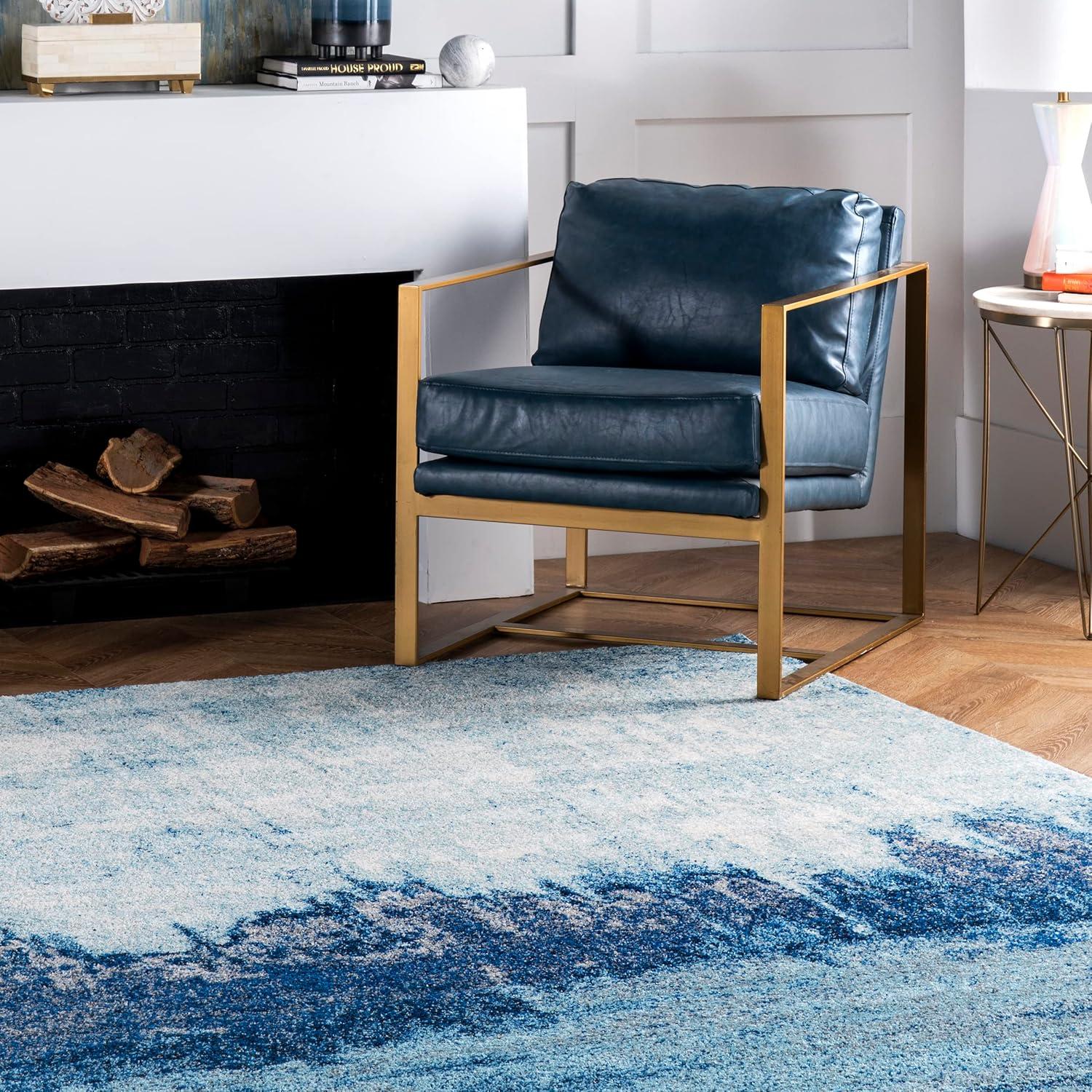 Nuloom Alayna Abstract 2x3 Accent Indoor Area Rug for Living Room Bedroom Dining Room Entryway Kitchen, Blue/Ivory
