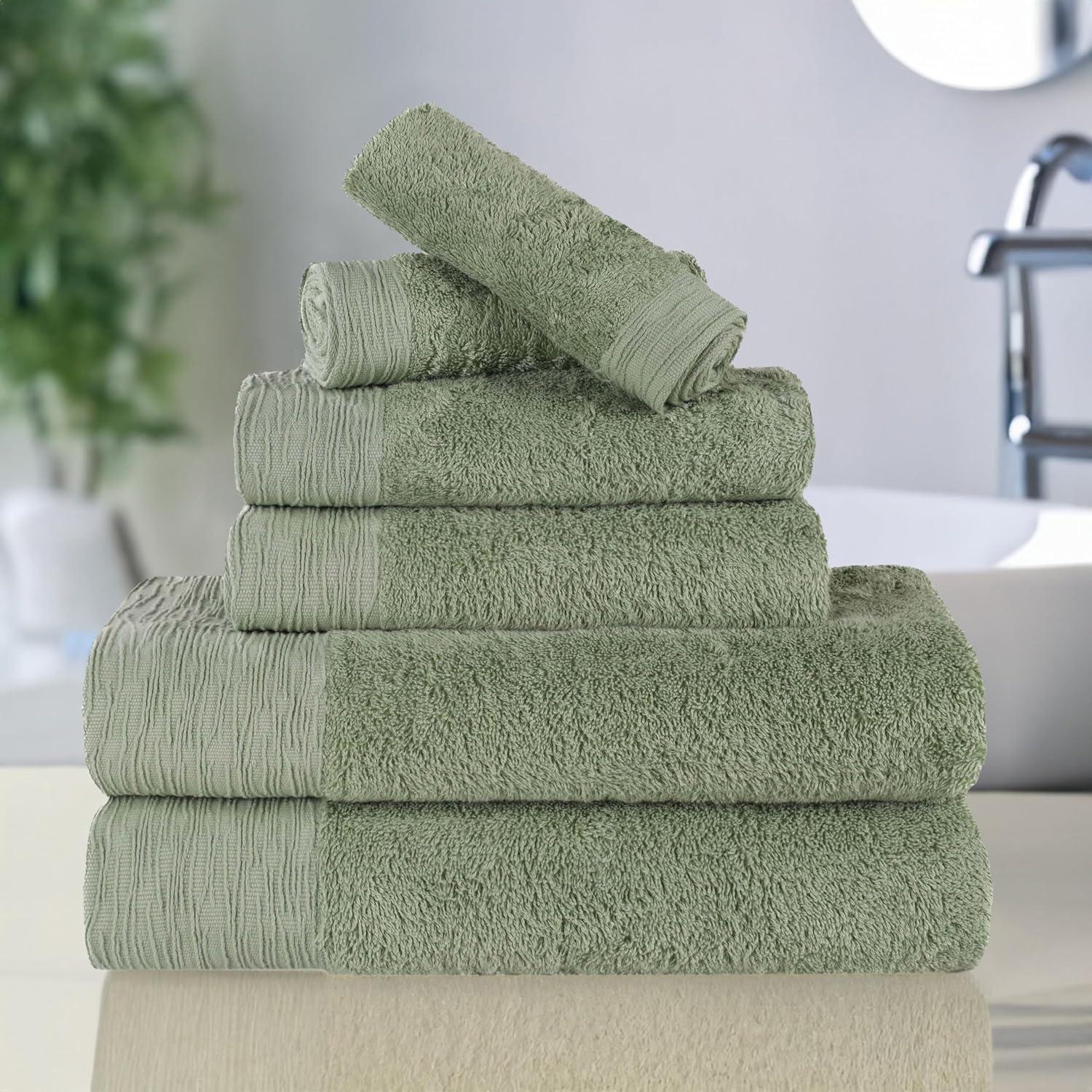 Superior Rayon from Bamboo Soft Modern 6-Piece Towel Set, Green