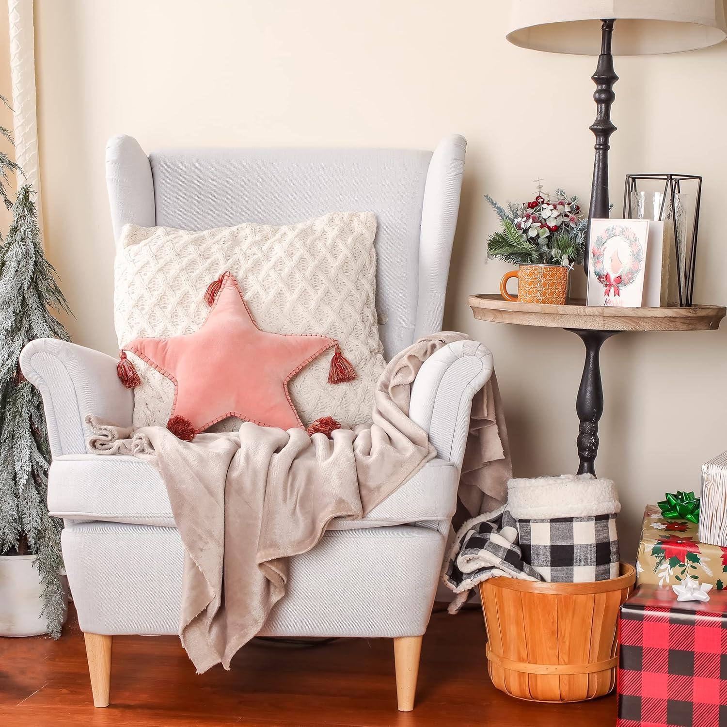 16” Star Shape Throw Pillow Blush - National Tree Company