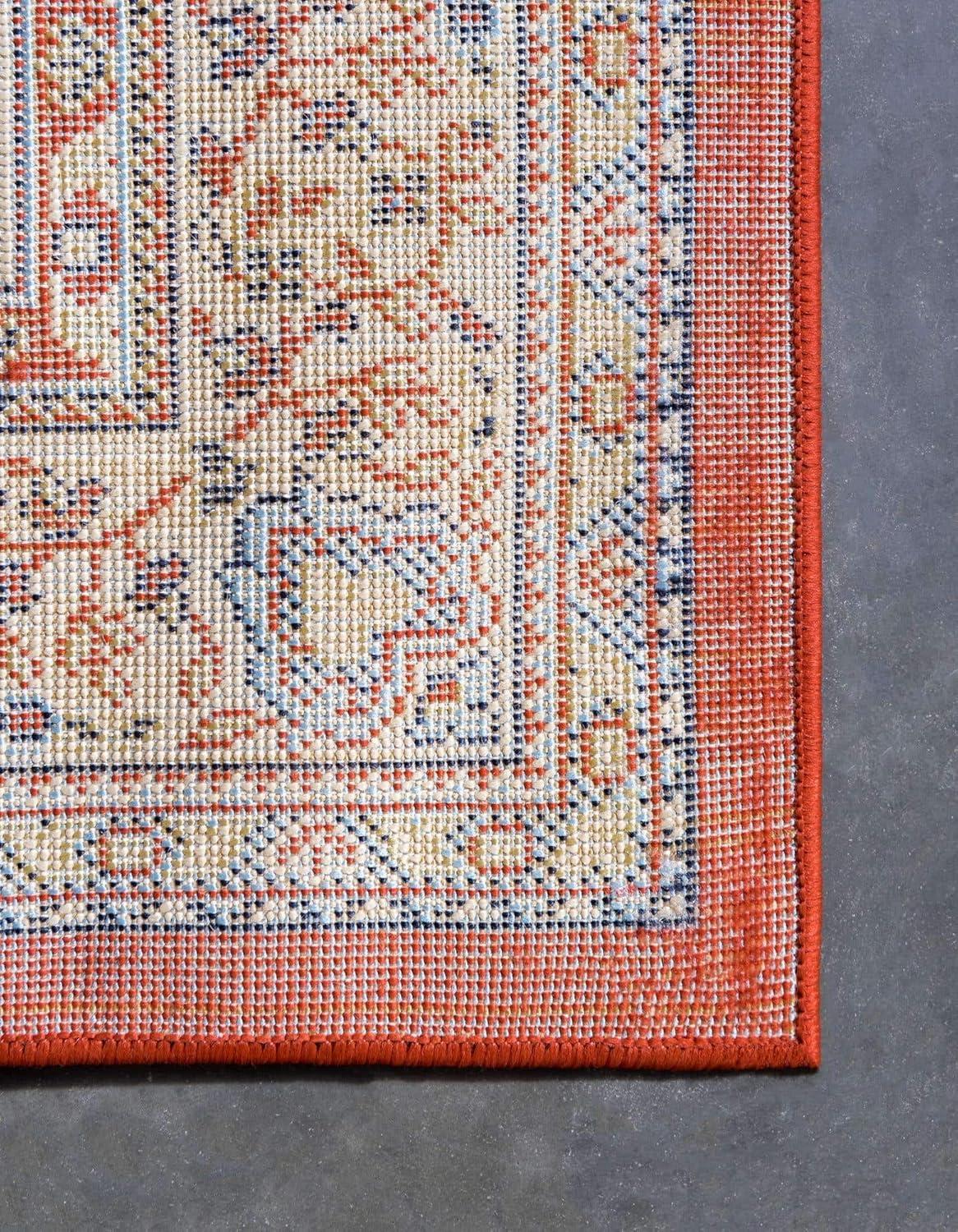 Handmade Terracotta Medallion 7' x 10' Easy Care Rug