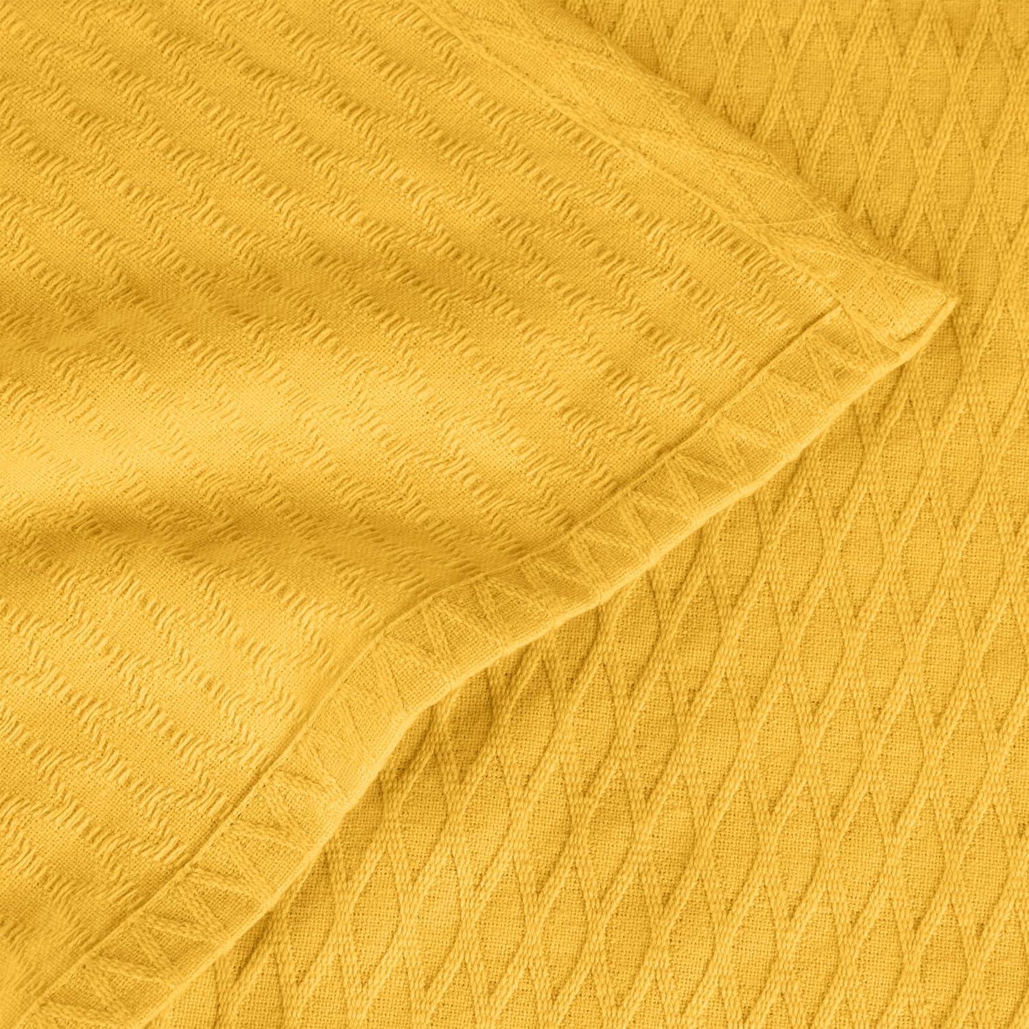 Superior Diamond All-Season Cotton Blanket, Throw, Yellow