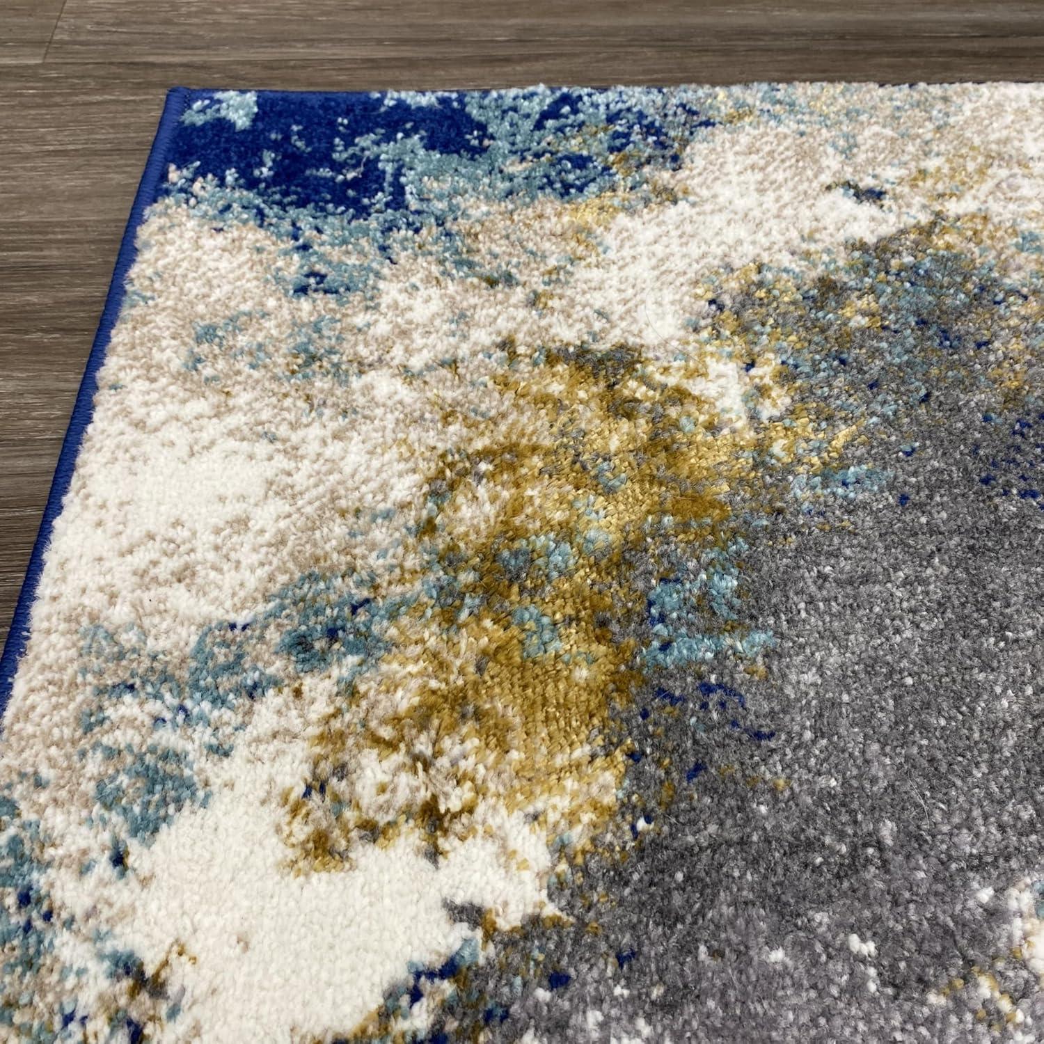 Luxe Weavers Beverly Collection Modern Abstract Blue 2x3 Area Rug