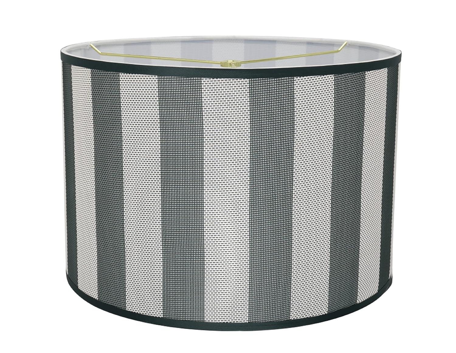 Aspen Creative 31161 Transitional Hardback Drum (Cylinder) Shaped Spider Construction Lamp Shade in Hunter Green & White Striped, 16" wide (16" x 16" x 11")