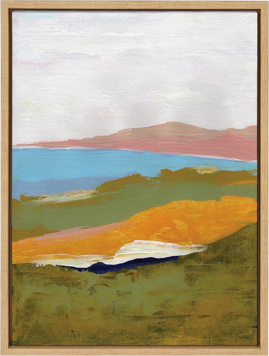 Kate and Laurel Sylvie Tuscan Framed Canvas Wall Art by Nikita Jariwala, 18x24 Natural, Colorful Abstract Landscape Nature Art for Wall