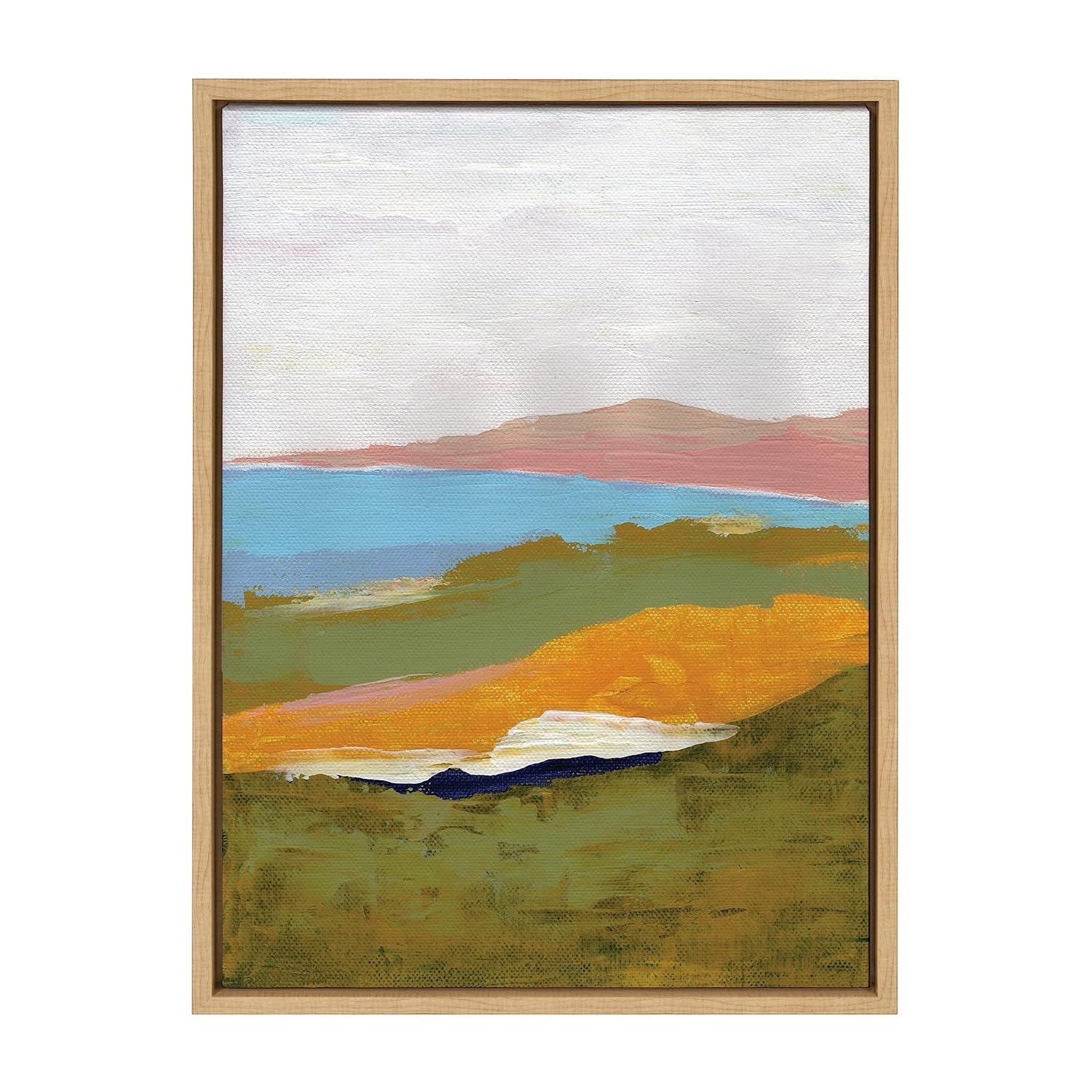 Kate and Laurel Sylvie Tuscan Framed Canvas Wall Art by Nikita Jariwala, 18x24 Natural, Colorful Abstract Landscape Nature Art for Wall