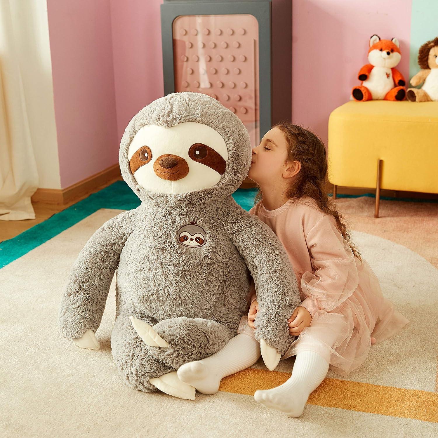 IKASA Giant Sloth Stuffed Animal Plush Toy,Large Jumbo 30" Gray Huge Cute Soft Toys,Big Size Fluffy Plushy Fat Oversized Plushie,Gifts for Kids Girls Boys Girlfriend Children