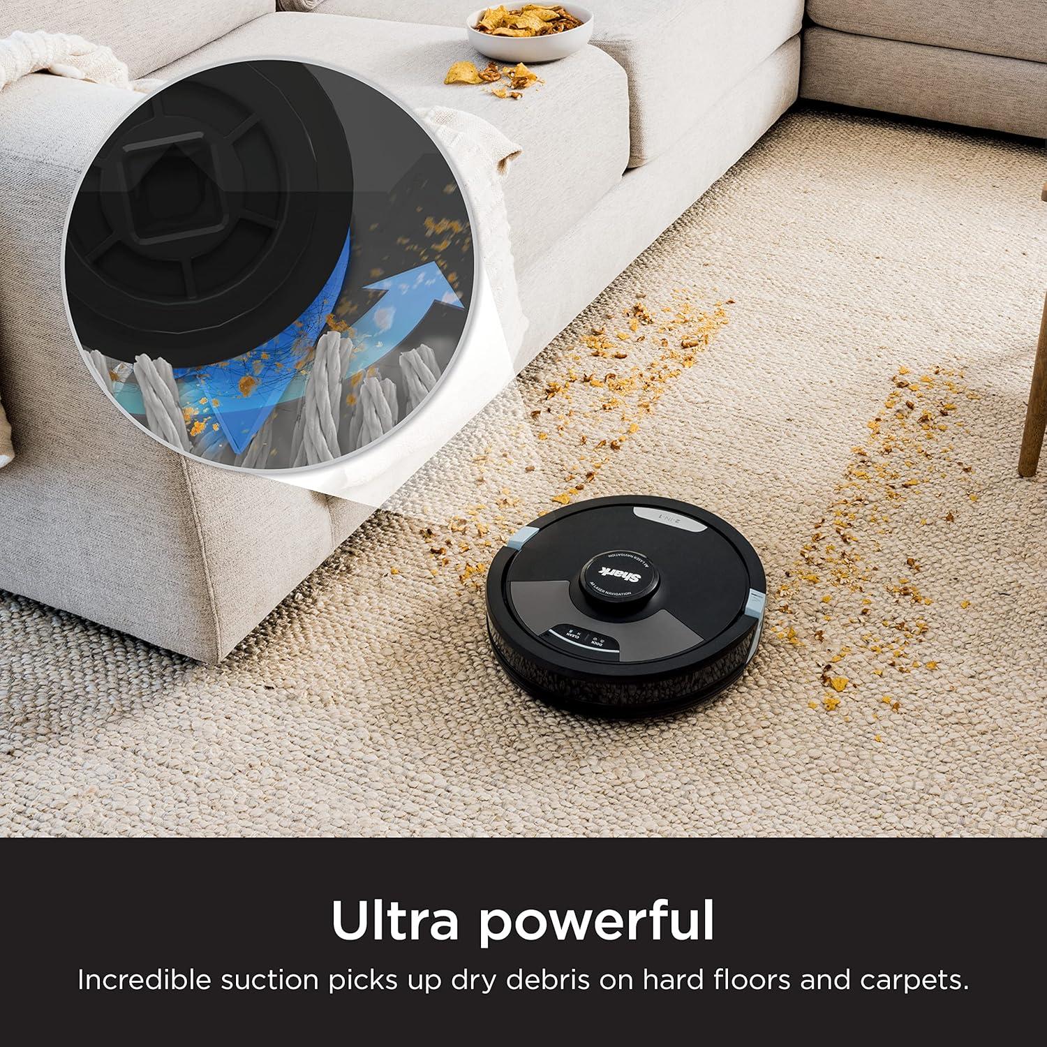 Shark AI Ultra Robot Vacuum and Mop with Matrix Clean Navigation, CleanEdge Technology, Perfect for Pet Hair, Compatible with Alexa, Black (Renewed)
