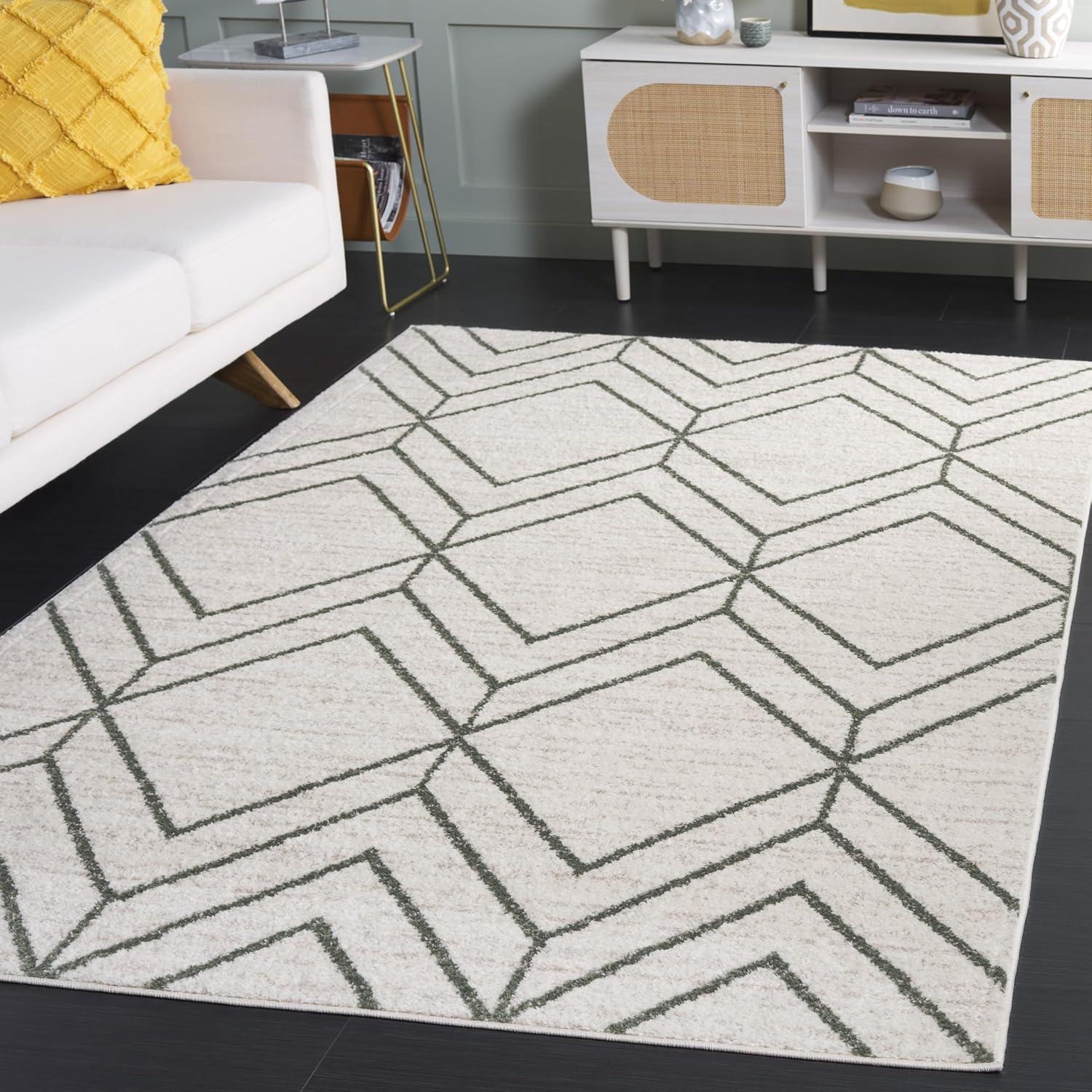 Adirondack ADR241 Machine Made Indoor Area Rug - Ivory/Dark Green - 5'-1"x7'-6" - Safavieh