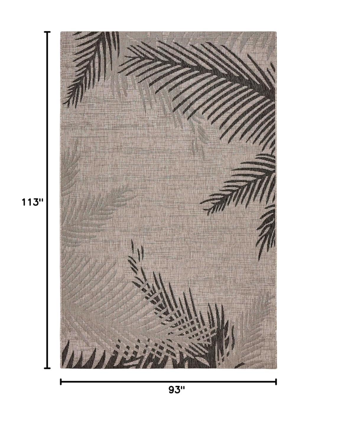 Ox Bay Carmindy 7'9" x 9'5" Black Tropical Palms Indoor/Outdoor Area Rug